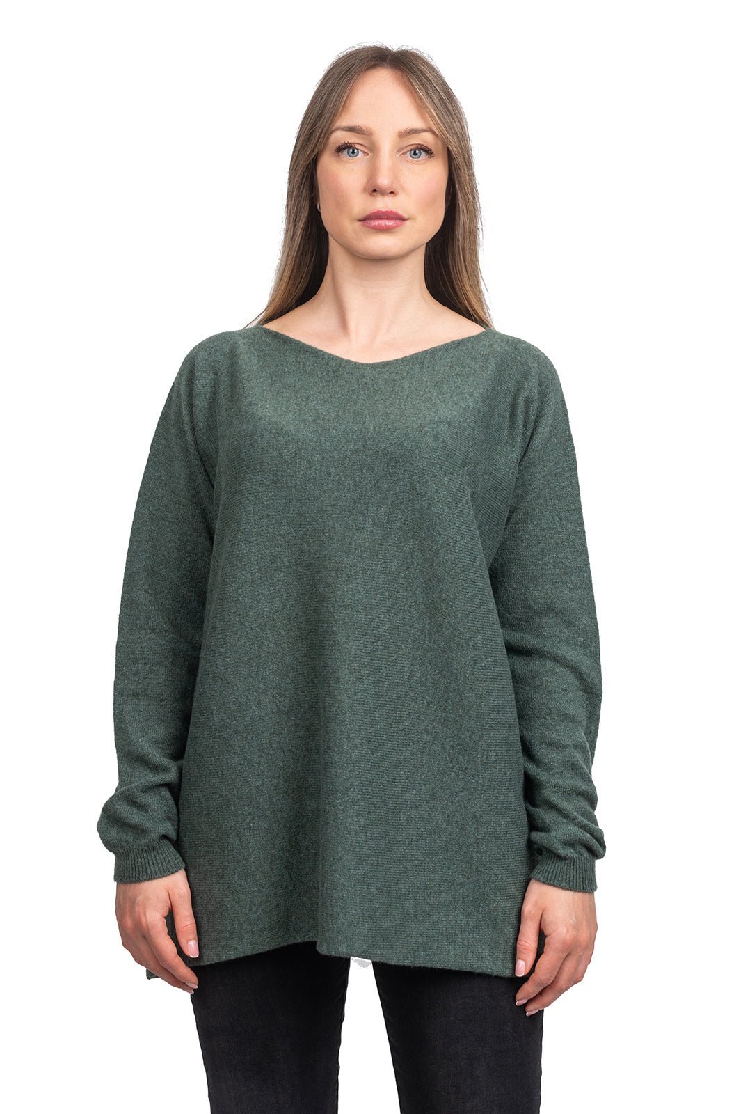 Women's 100% cashmere oversized sweater, colour Sage Green | Dalle Piane Cashmere