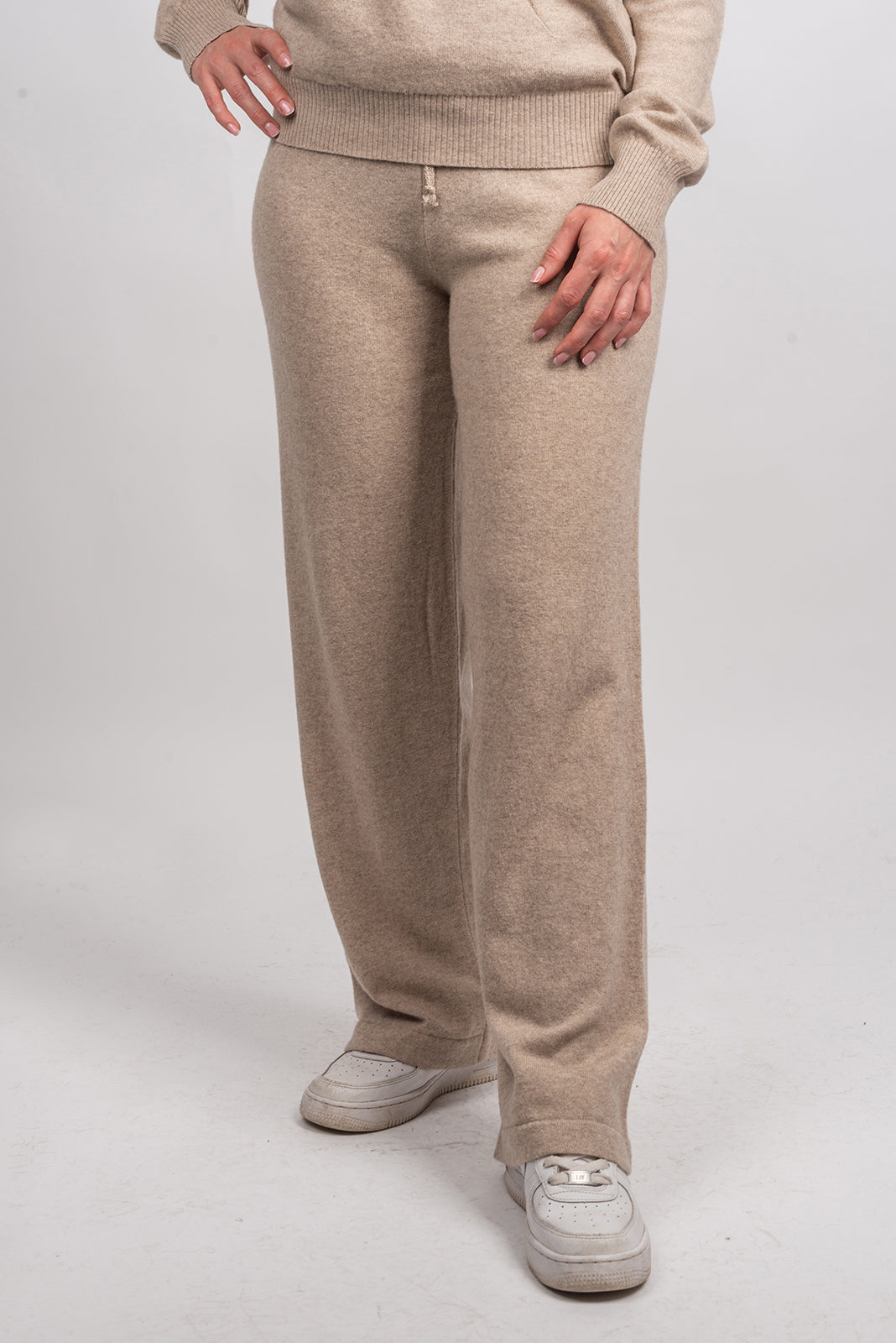 Women's cashmere blend trousers, colour Beige | Dalle Piane Cashmere