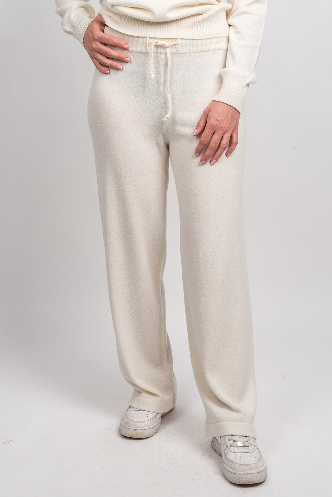 Women's cashmere blend trousers, colour White | Dalle Piane Cashmere
