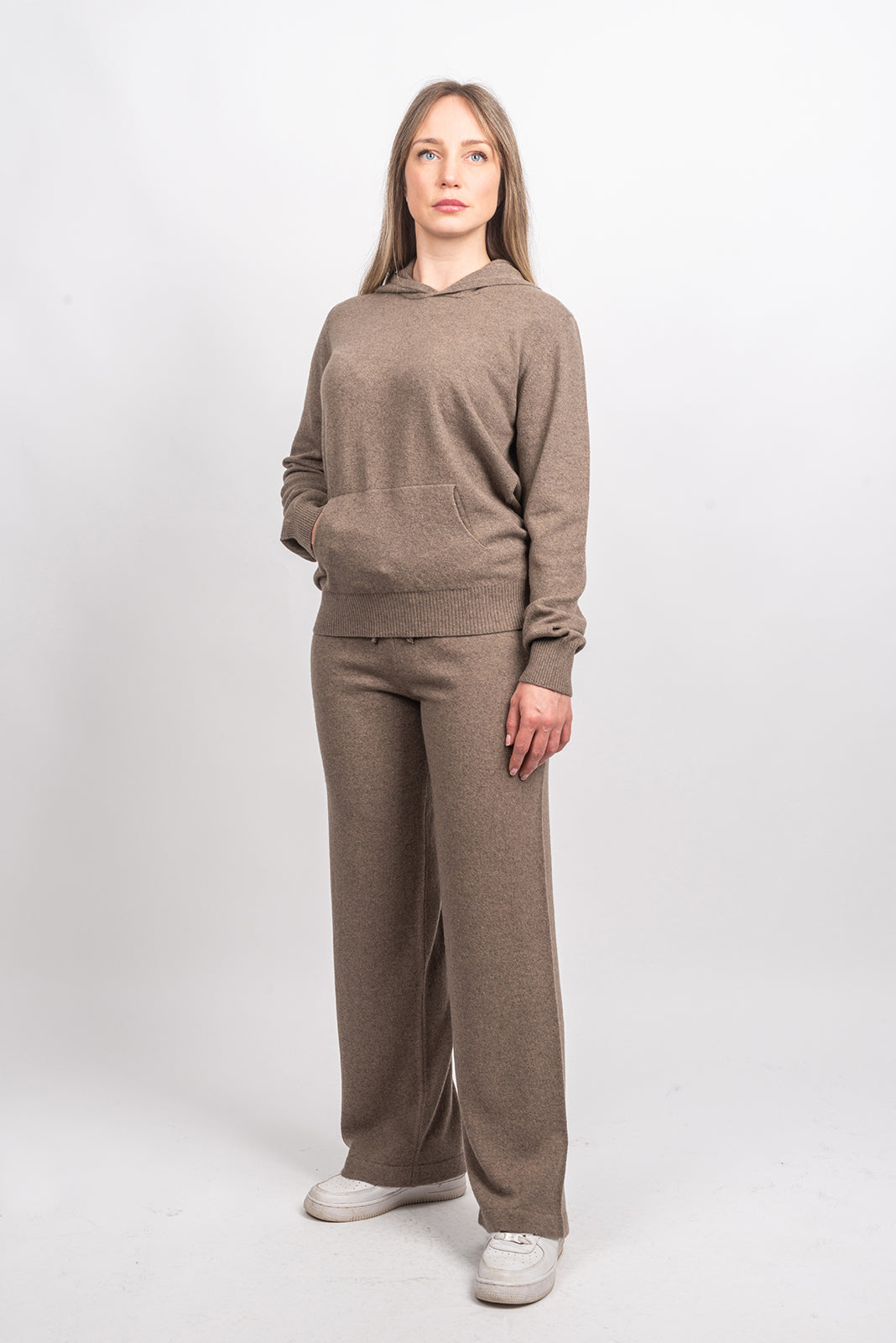 Women's cashmere blend trousers, colour Mink, view 3 | Dalle Piane Cashmere