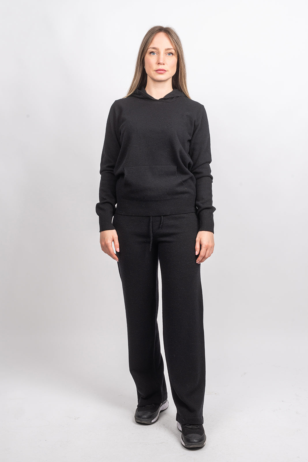 Women's cashmere blend trousers, colour Black, view 3 | Dalle Piane Cashmere