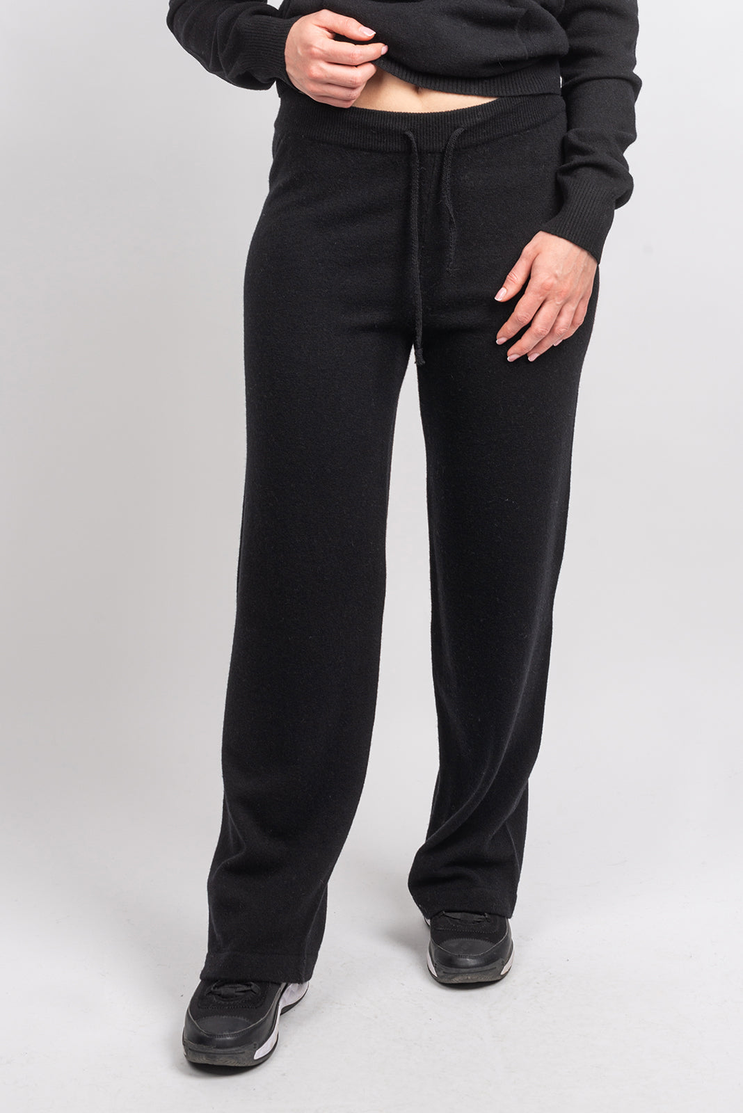 Women's cashmere blend trousers, colour Black | Dalle Piane Cashmere