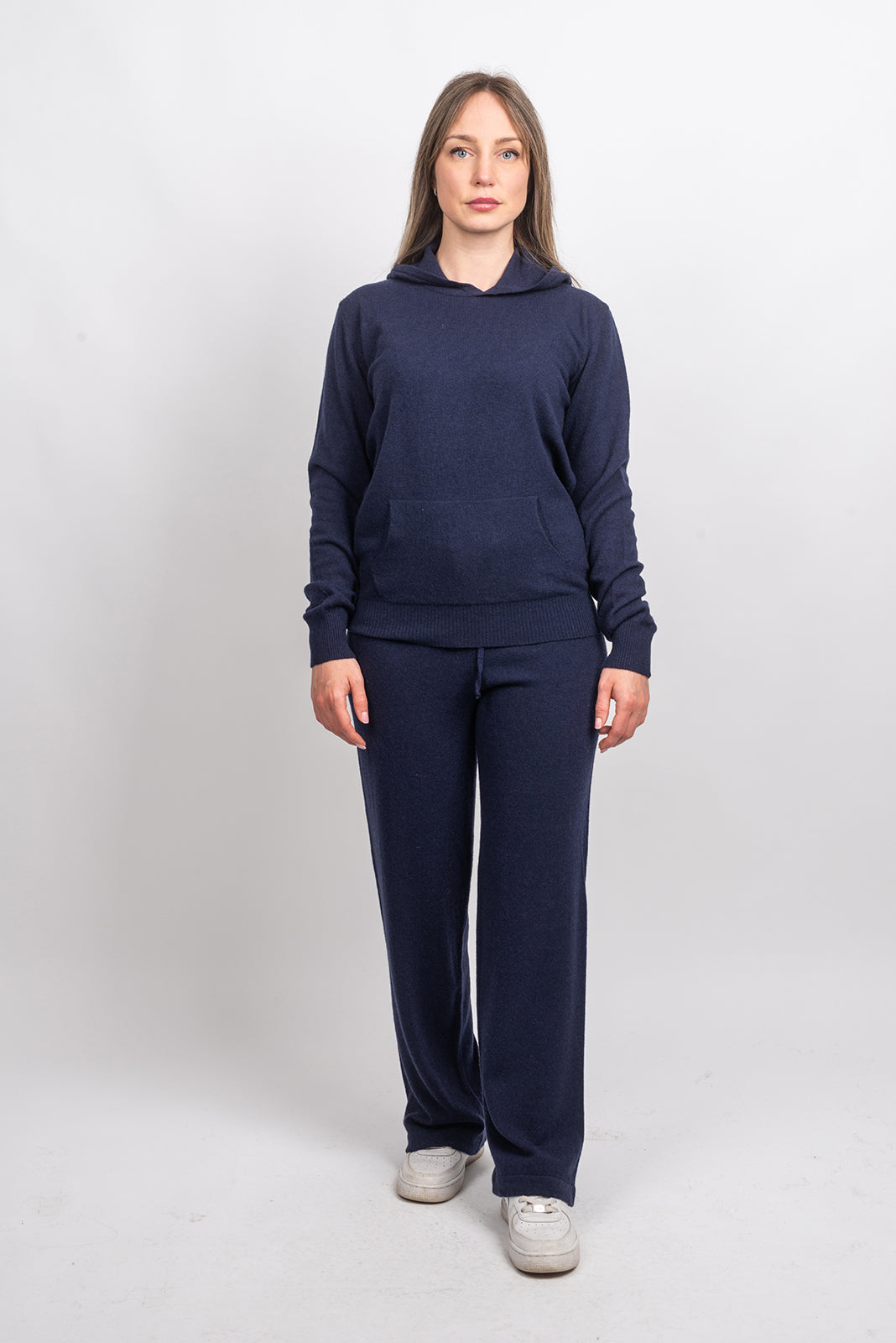 Women's cashmere blend trousers, colour Blue, view 4 | Dalle Piane Cashmere