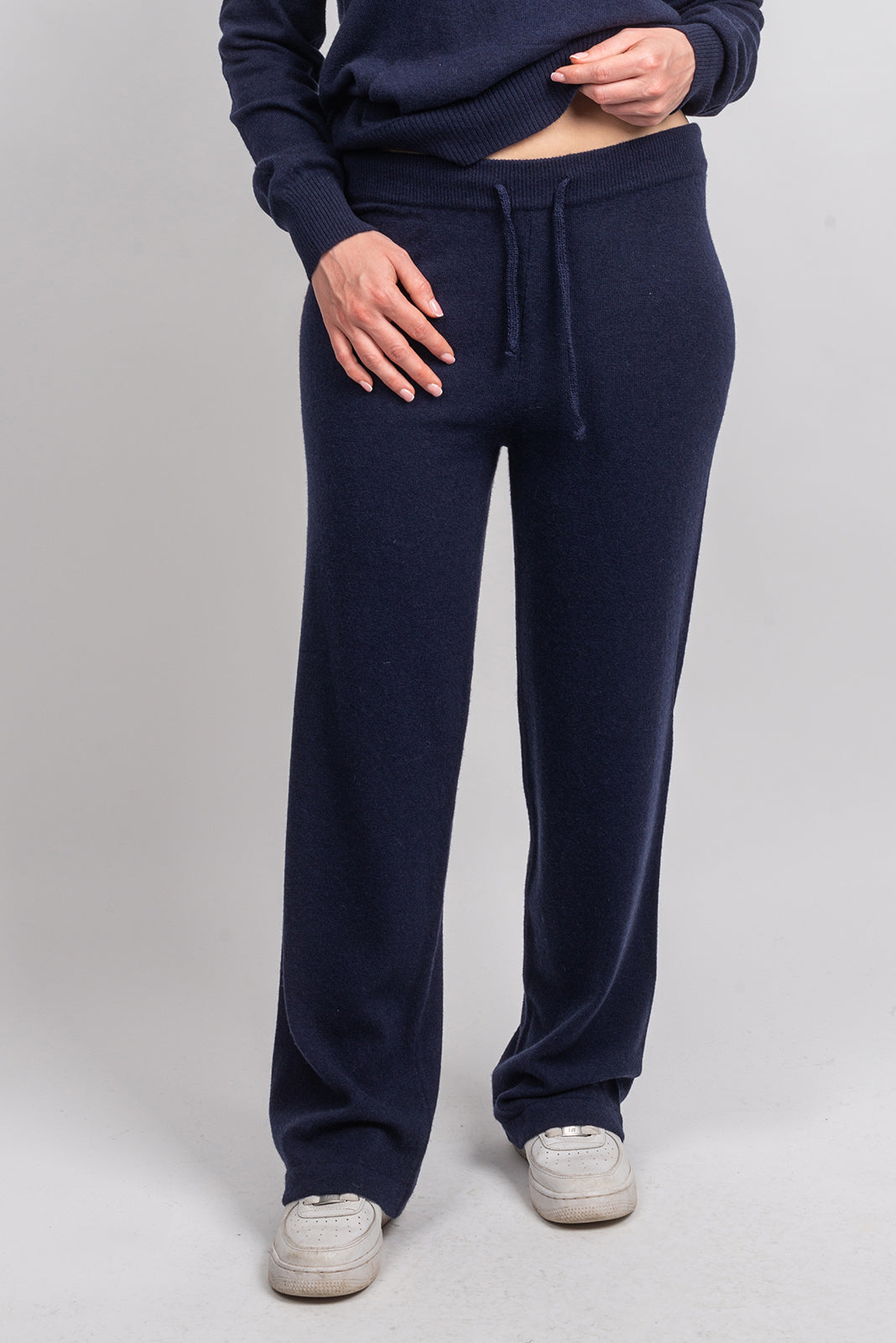 Women's cashmere blend trousers, colour Blue | Dalle Piane Cashmere