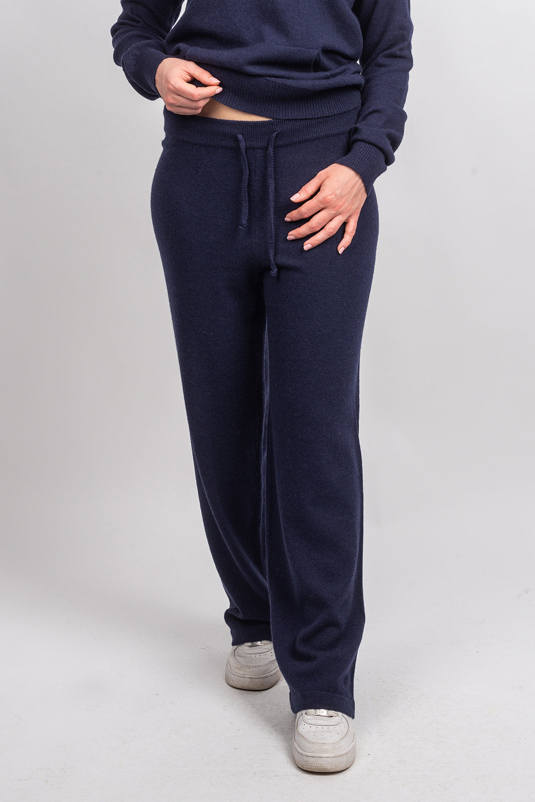 Women's cashmere blend trousers, colour Blue, view 2 | Dalle Piane Cashmere