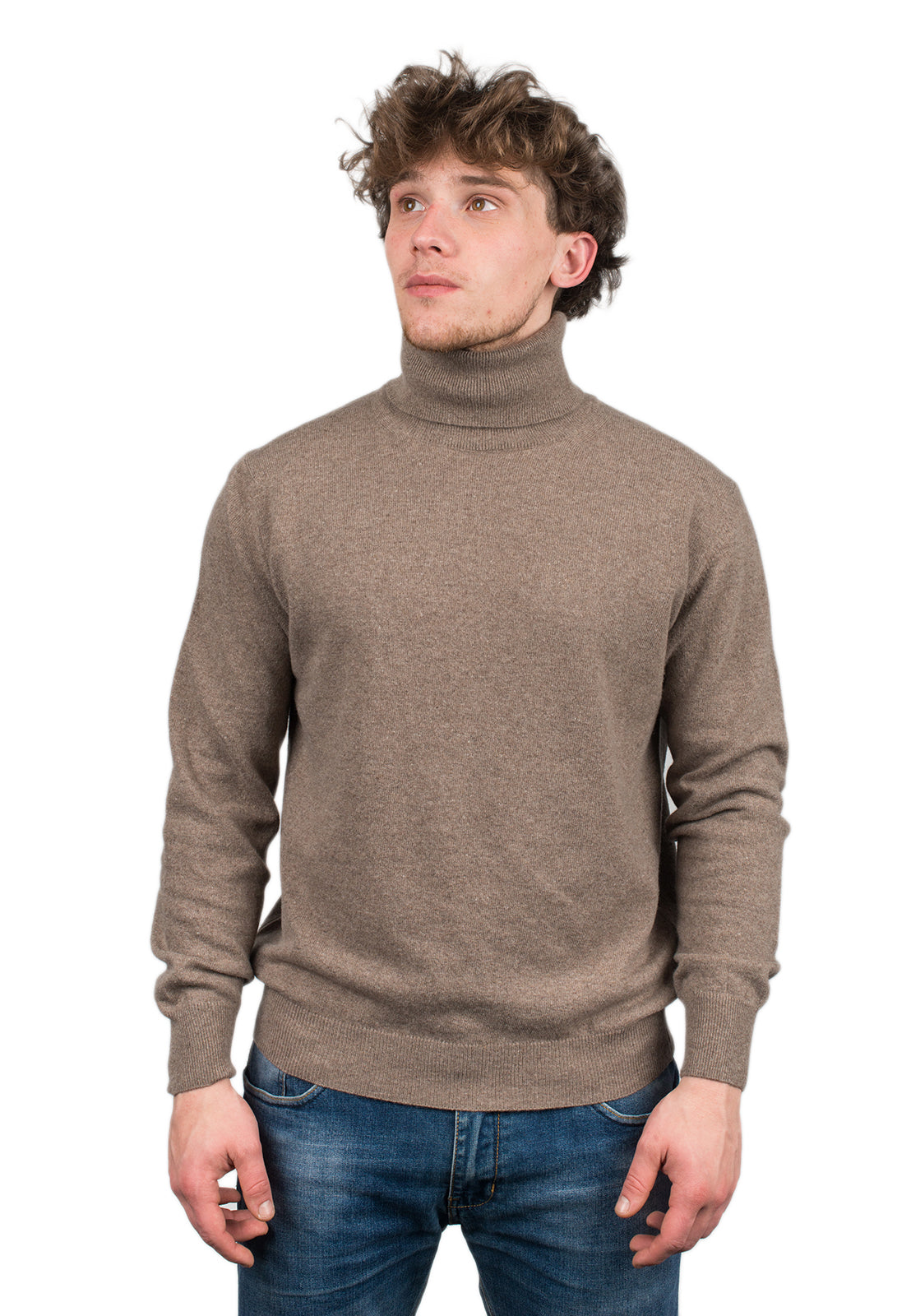 Men's cashmere blend turtleneck, colour Mink | Dalle Piane Cashmere