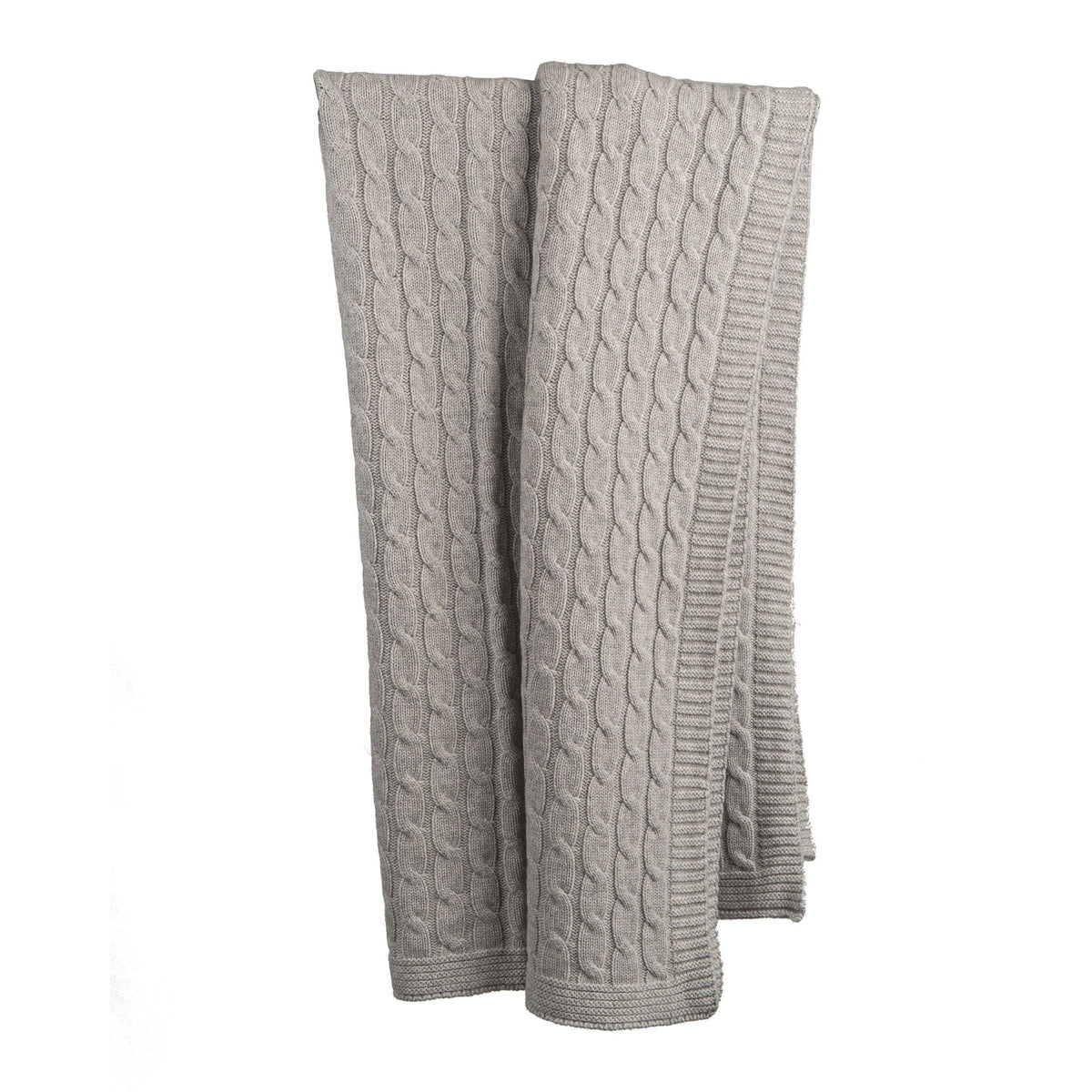 Cable-knit 100% cashmere throw, colour Grey | Dalle Piane Cashmere