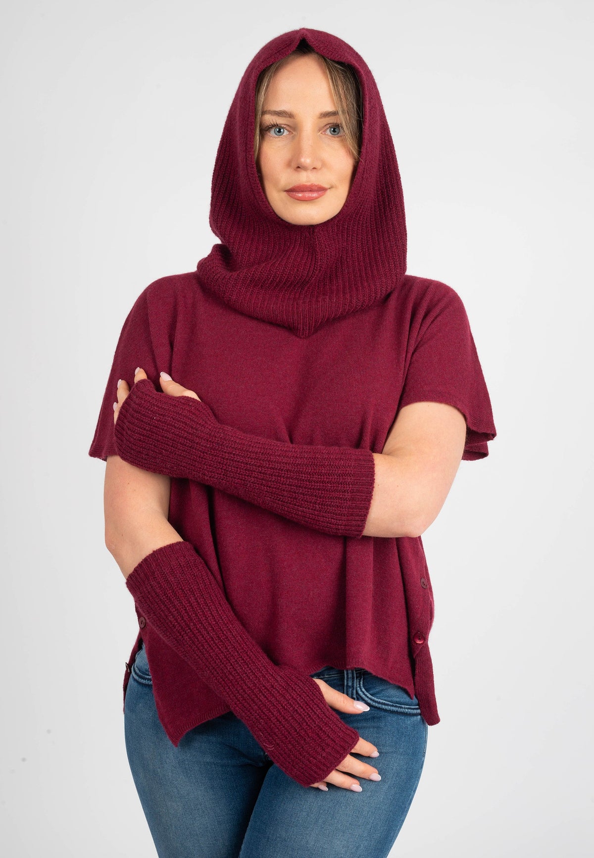 Cashmere blend balaclava, colour Bordeaux, view 4 | Dalle Piane Cashmere