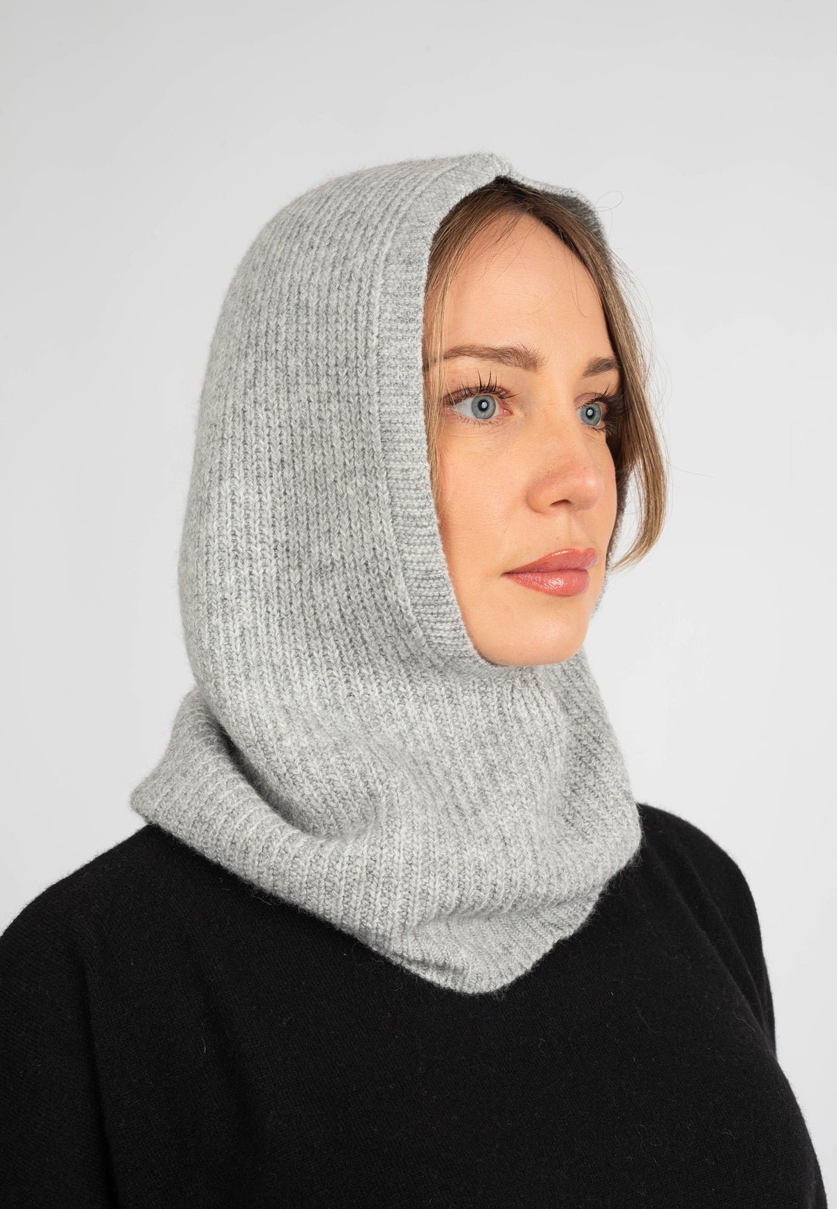 Cashmere blend balaclava, colour Grey, view 2 | Dalle Piane Cashmere