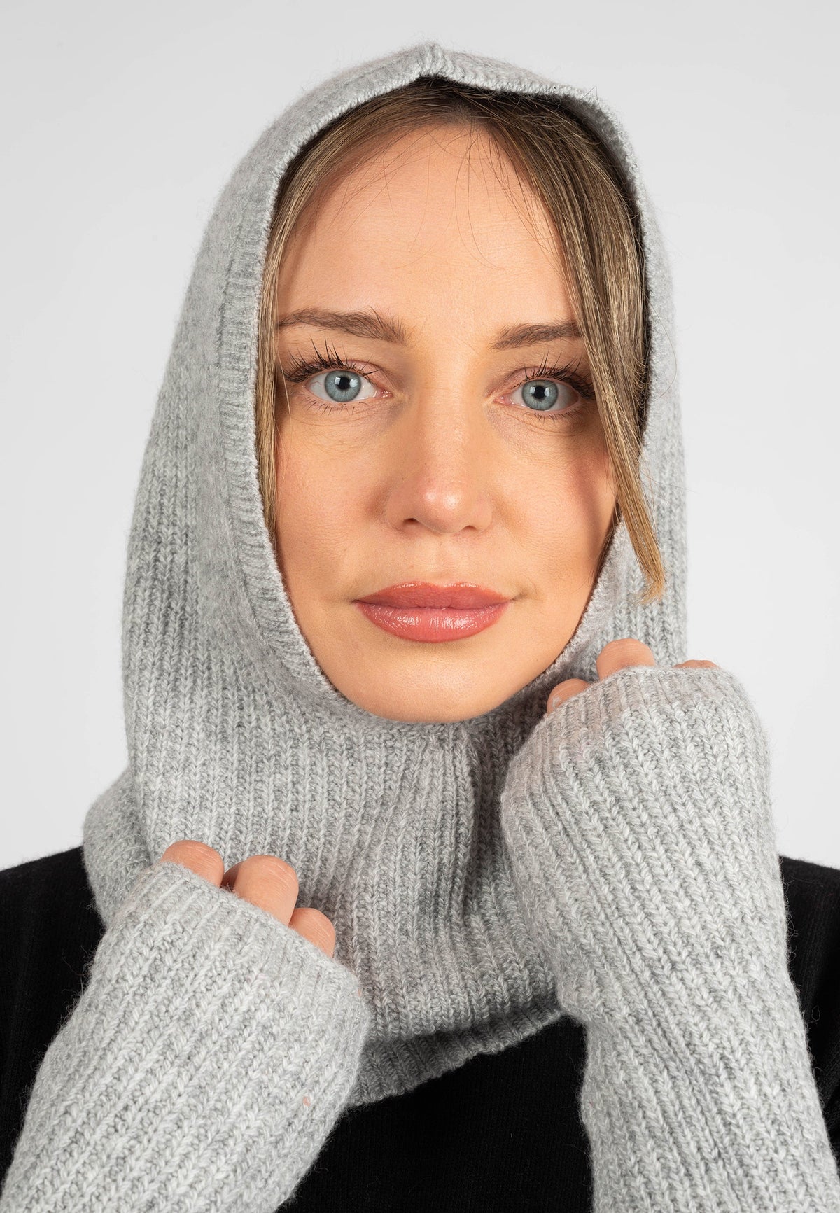 Cashmere blend balaclava, colour Grey, view 3 | Dalle Piane Cashmere