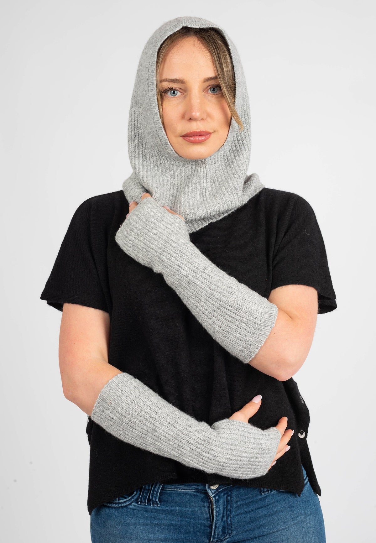 Cashmere blend balaclava, colour Grey, view 4 | Dalle Piane Cashmere