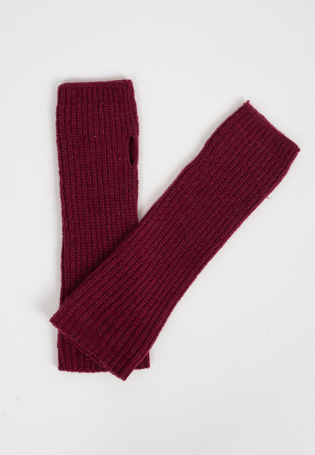 Women's cashmere blend arm warmers, colour Bordeaux, view 2 | Dalle Piane Cashmere