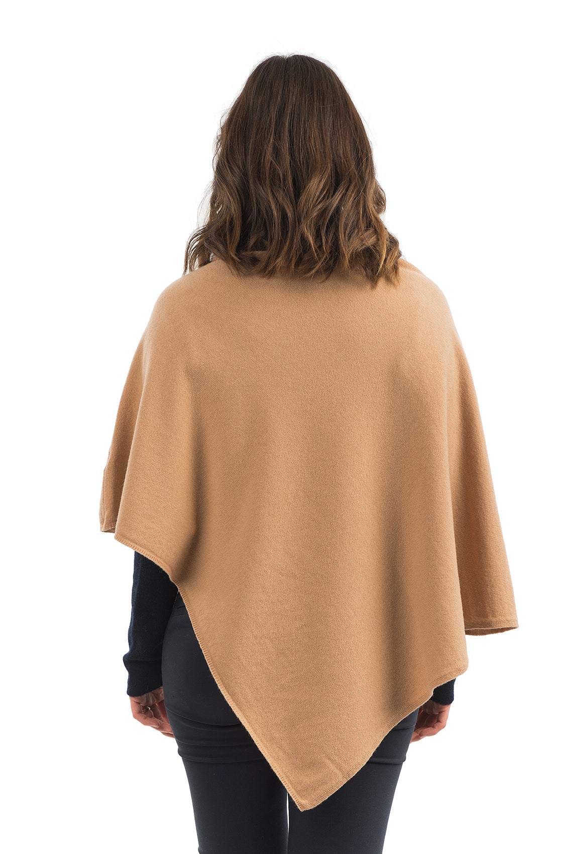 Cashmere blend poncho, colour Camel, view 3 | Dalle Piane Cashmere
