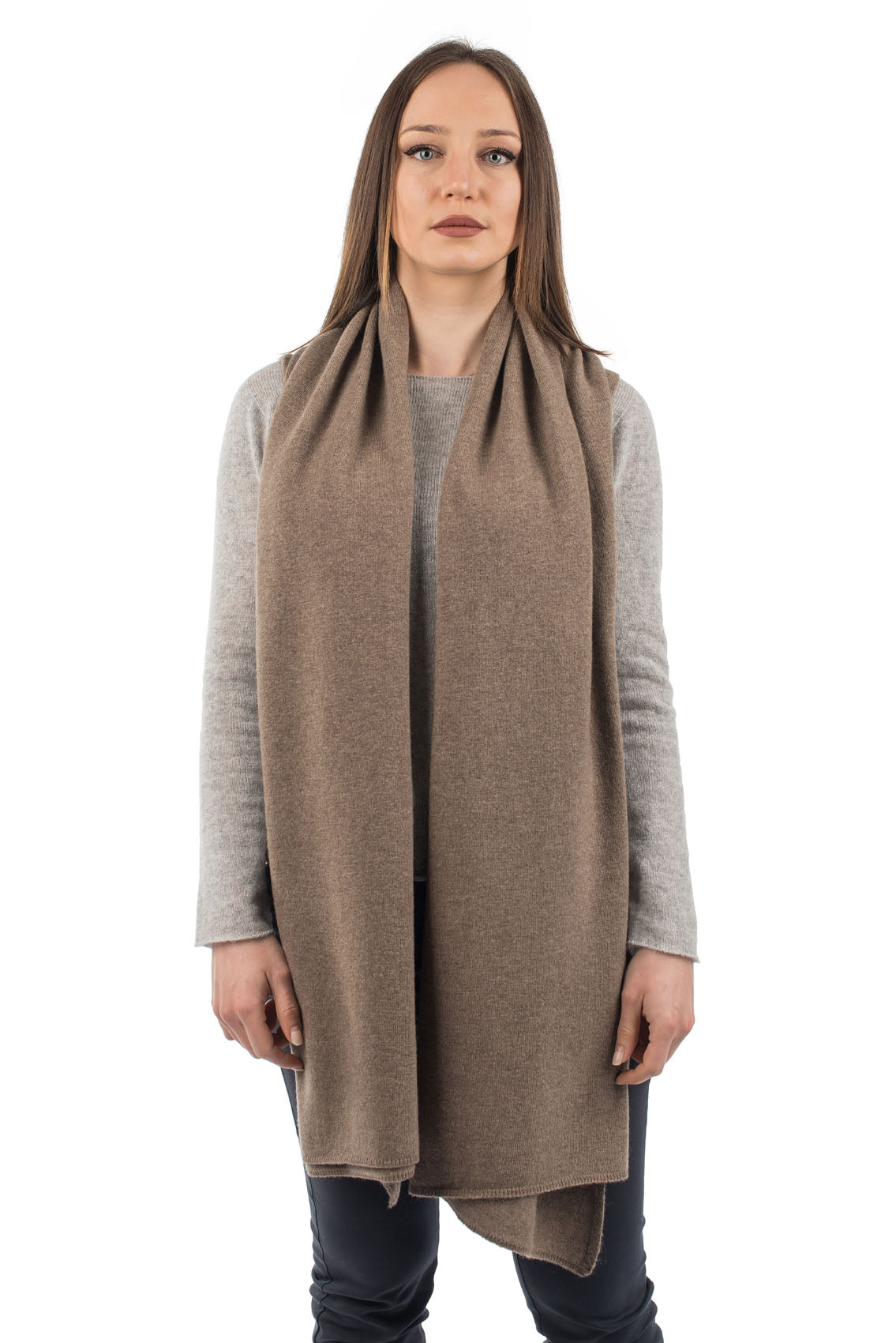 Women's cashmere blend wrap, colour Mink | Dalle Piane Cashmere