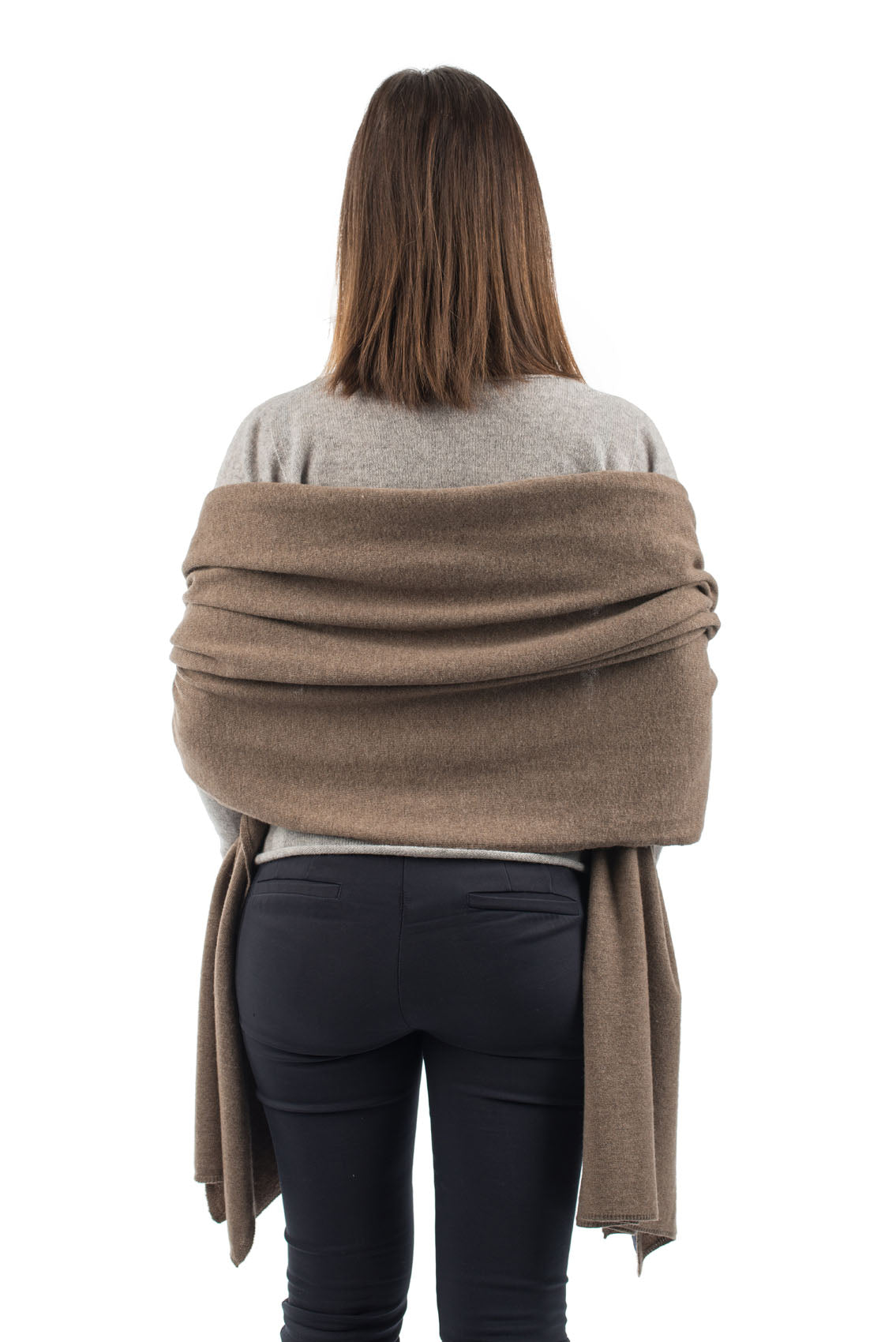 Women's cashmere blend wrap, colour Mink, view 3 | Dalle Piane Cashmere