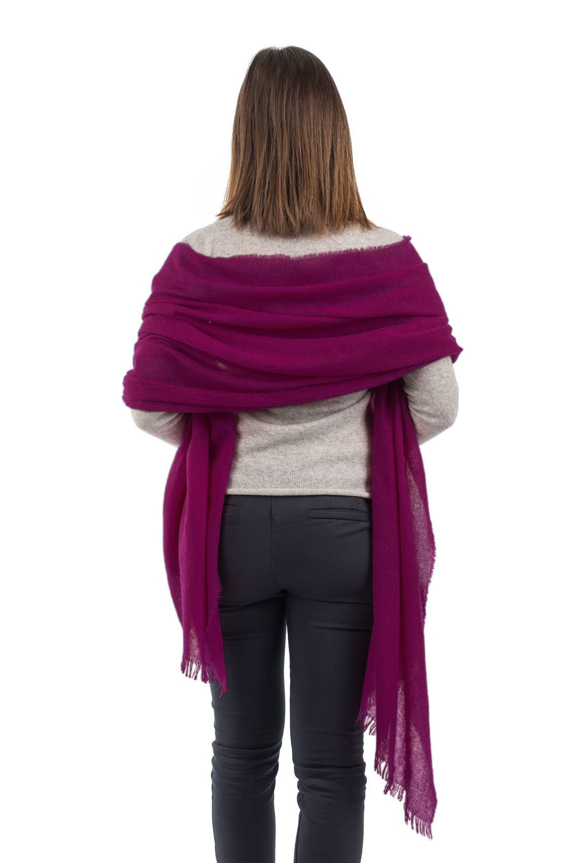 Women's 100% cashmere pashmina, colour Fuchsia, view 4 | Dalle Piane Cashmere