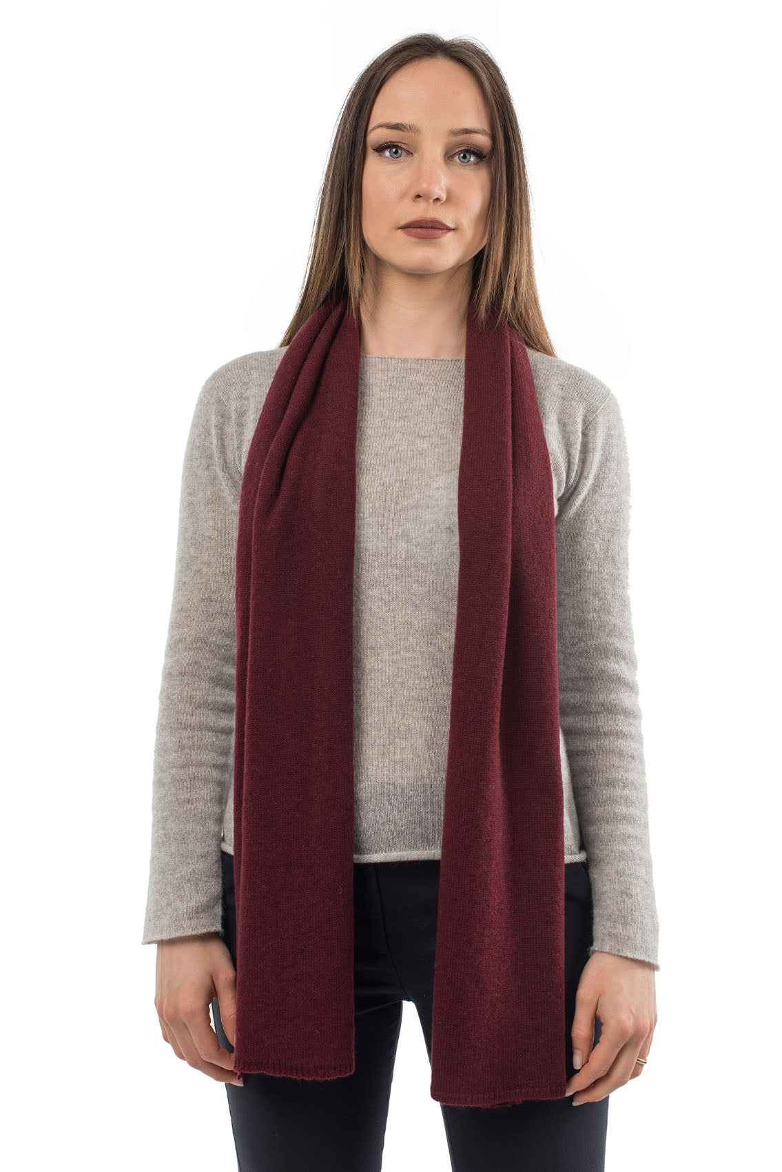 Unisex 100% cashmere scarf, colour Bordeaux | Dalle Piane Cashmere