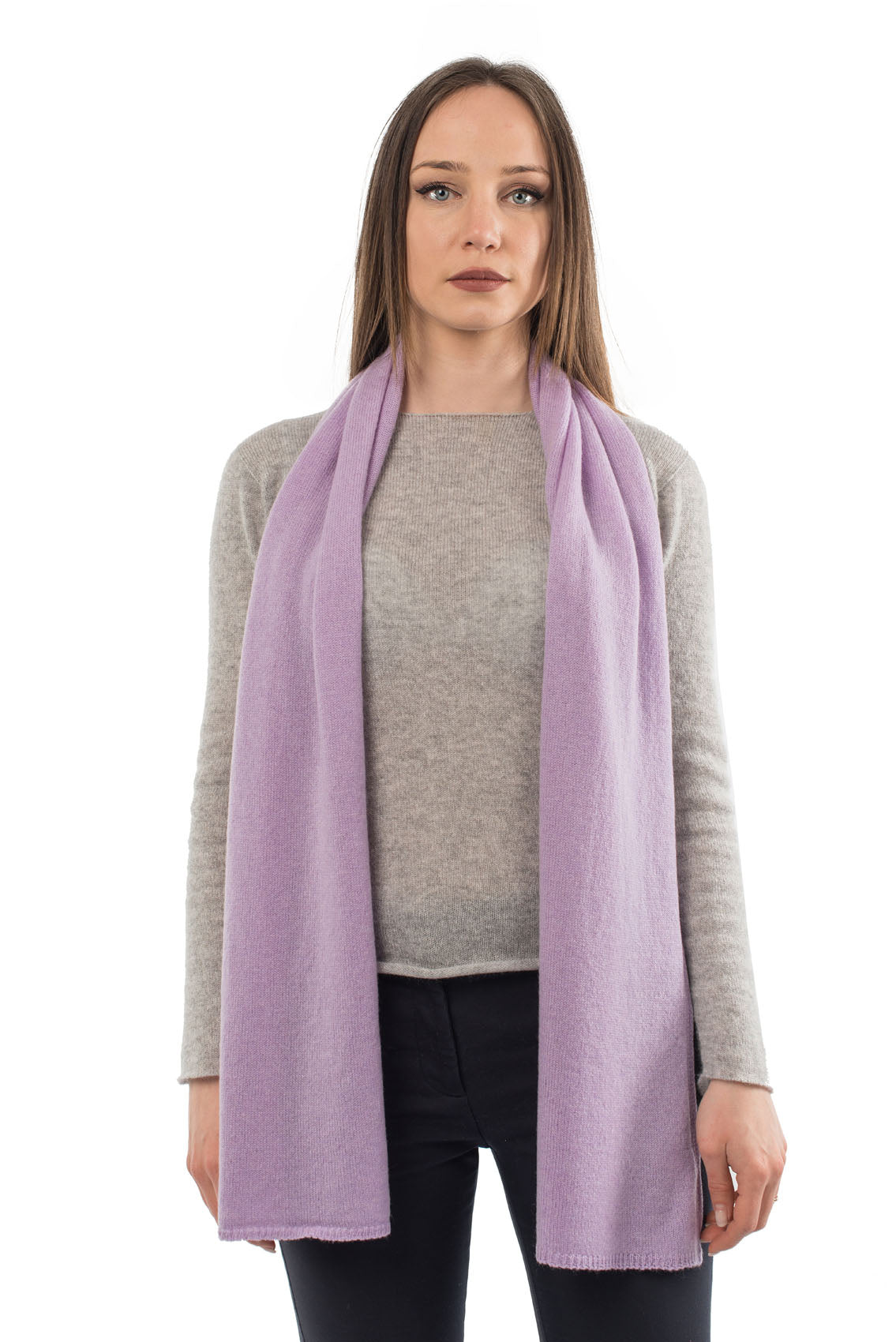 Unisex 100% cashmere scarf, colour Lilac | Dalle Piane Cashmere
