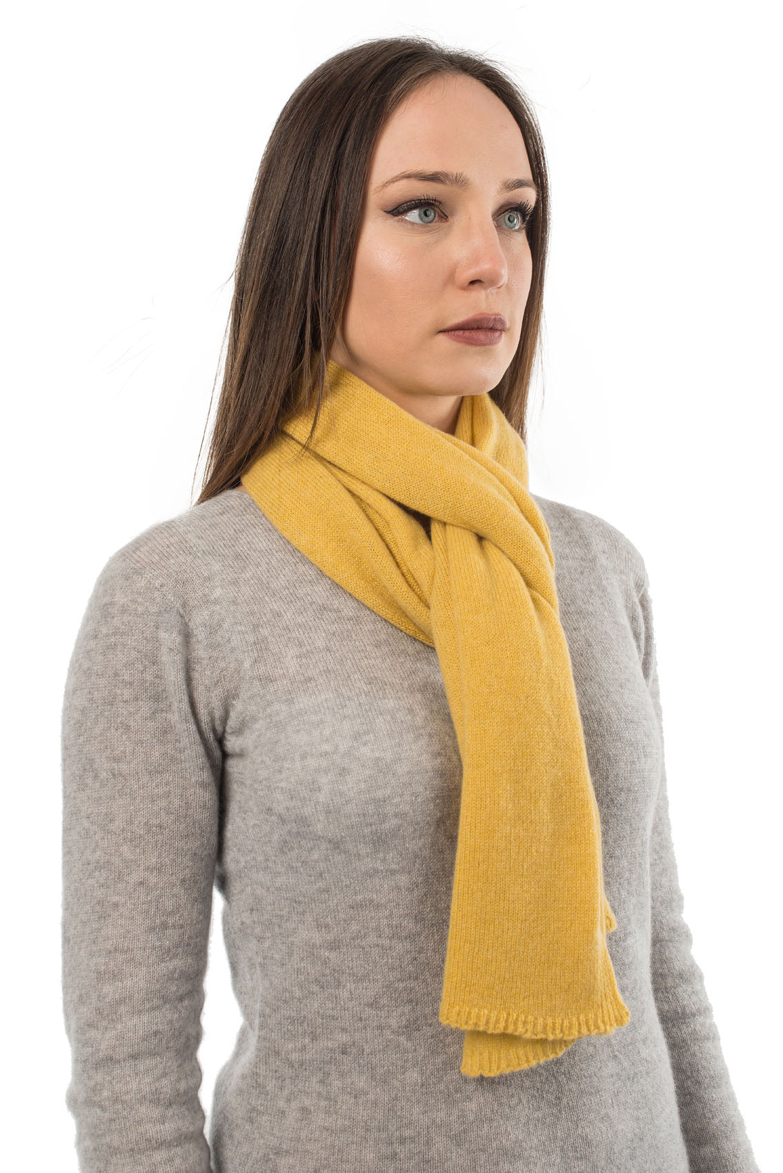 Unisex 100% cashmere scarf, colour Yellow, view 2 | Dalle Piane Cashmere
