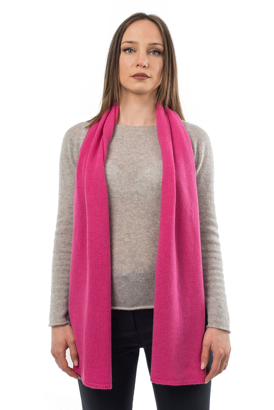 Unisex 100% cashmere scarf, colour Fuchsia | Dalle Piane Cashmere