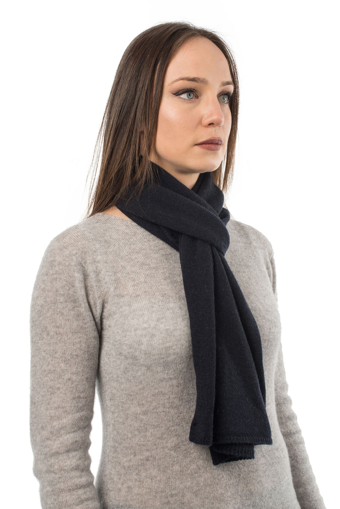 Unisex 100% cashmere scarf, colour Blue, view 2 | Dalle Piane Cashmere