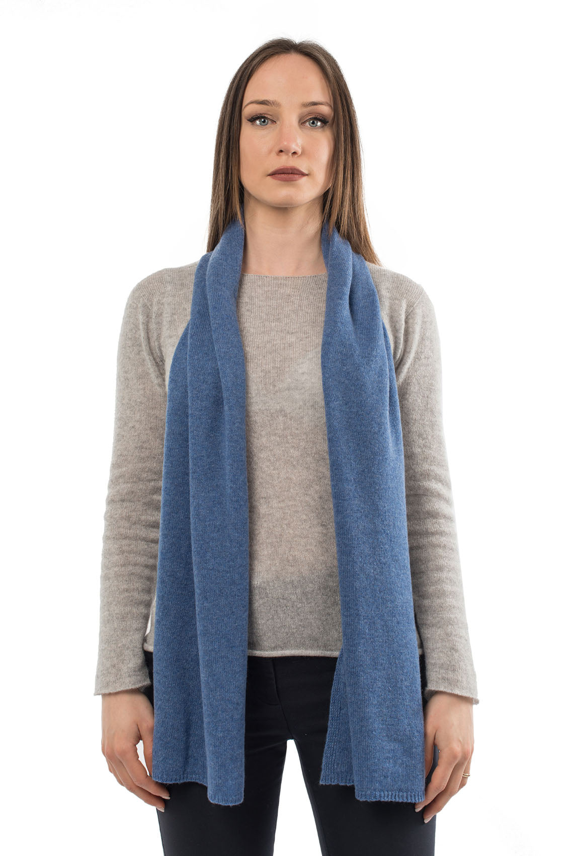Unisex 100% cashmere scarf, colour Light Blue | Dalle Piane Cashmere