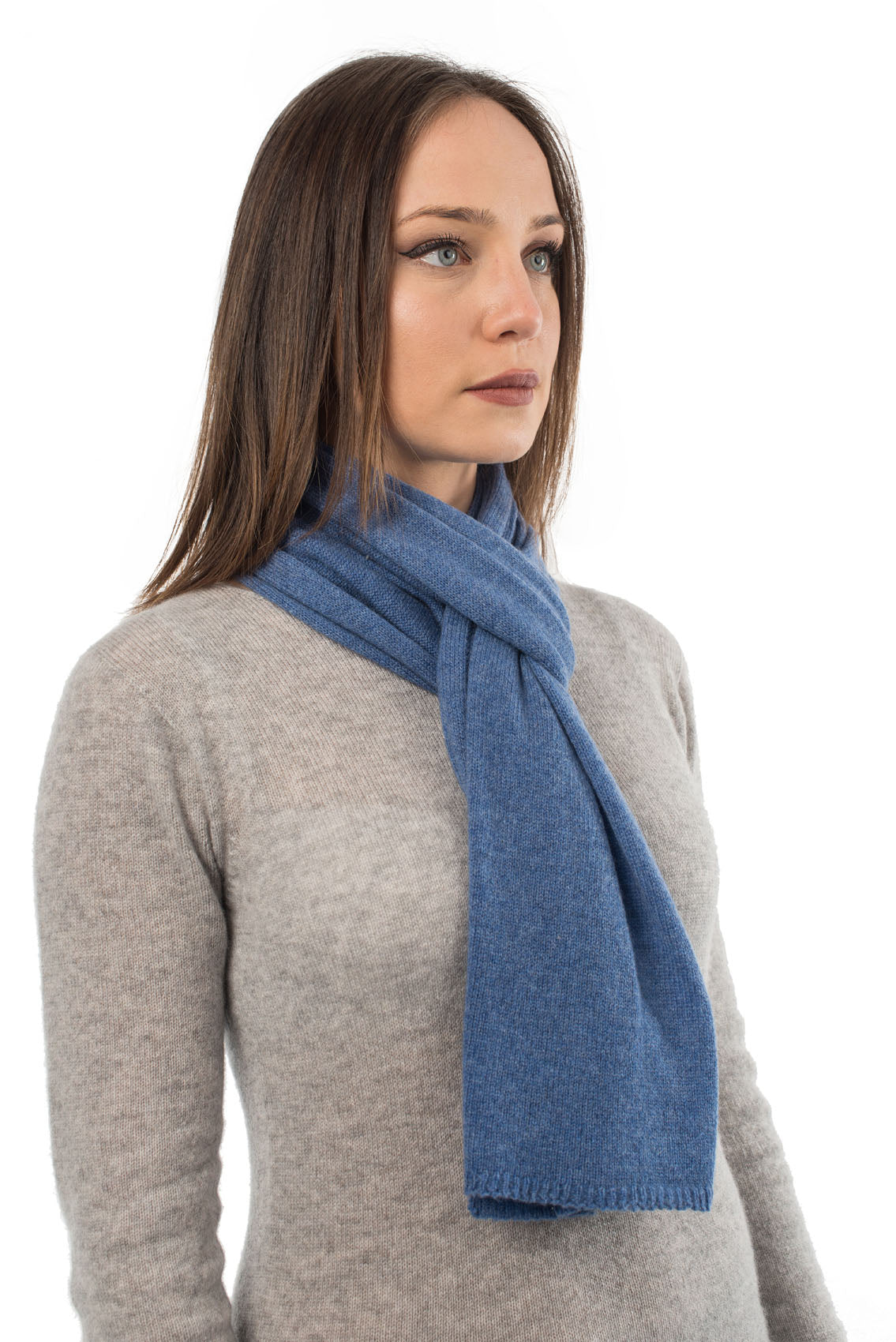 Unisex 100% cashmere scarf, colour Light Blue, view 2 | Dalle Piane Cashmere
