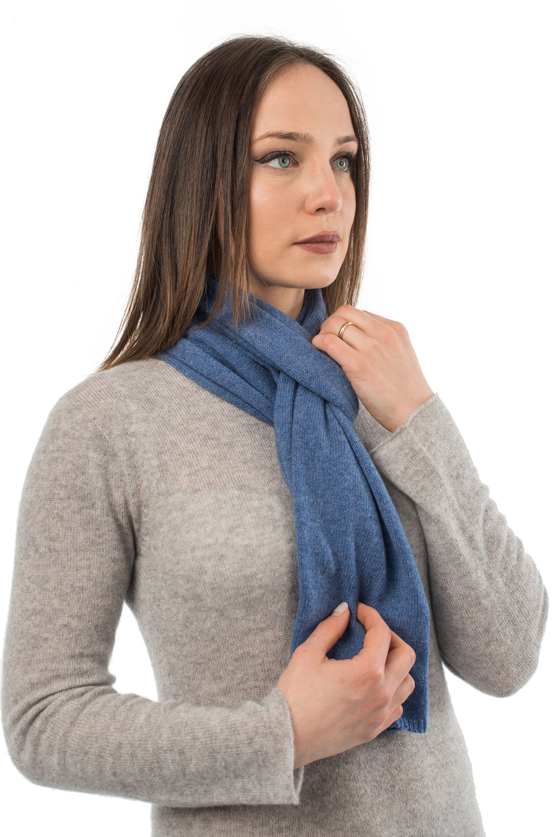 Unisex 100% cashmere scarf, colour Light Blue, view 3 | Dalle Piane Cashmere