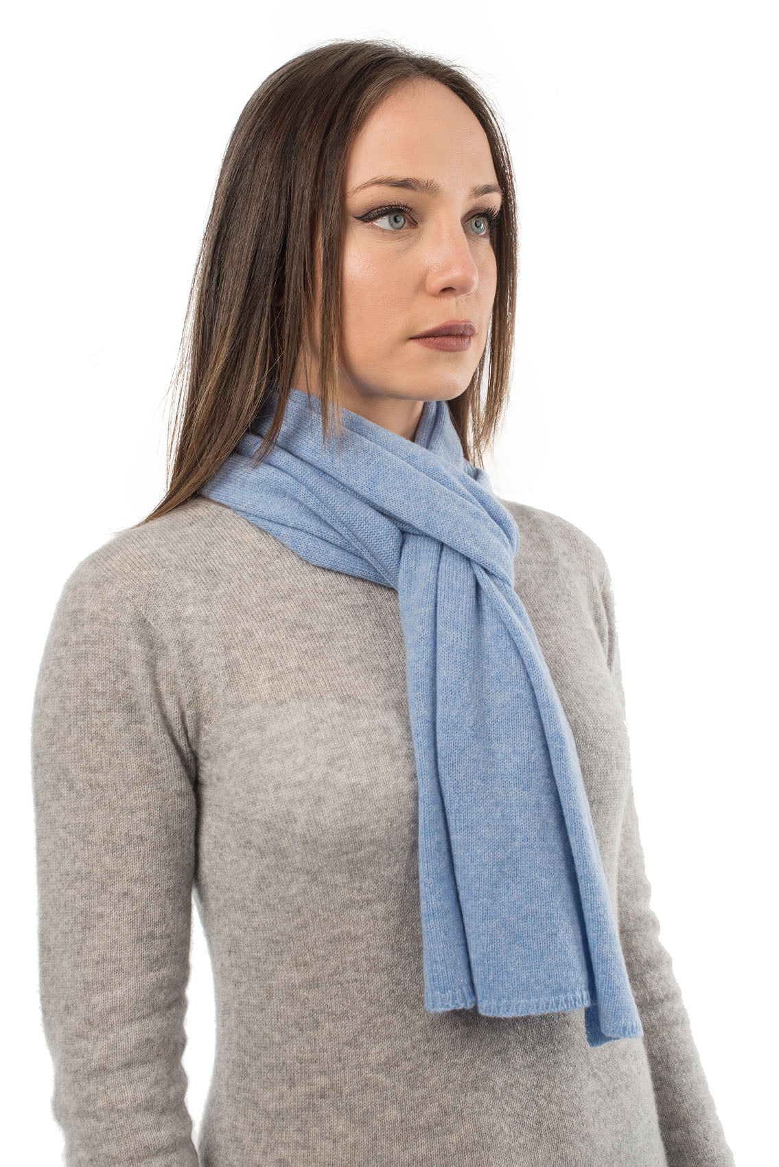 Unisex 100% cashmere scarf, colour Sky, view 2 | Dalle Piane Cashmere