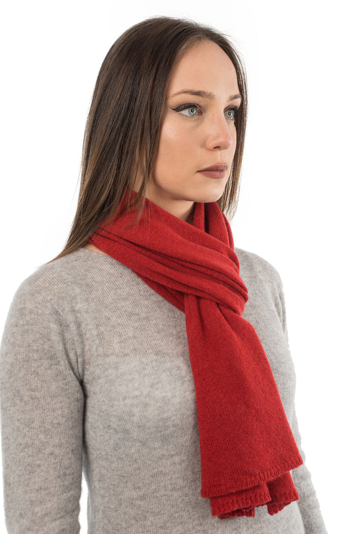 Unisex 100% cashmere scarf, colour Red, view 2 | Dalle Piane Cashmere