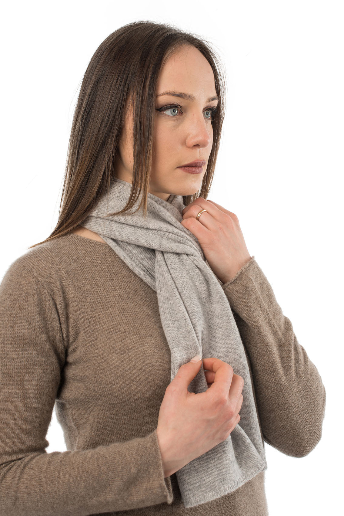 Unisex 100% cashmere scarf, colour Grey, view 3 | Dalle Piane Cashmere