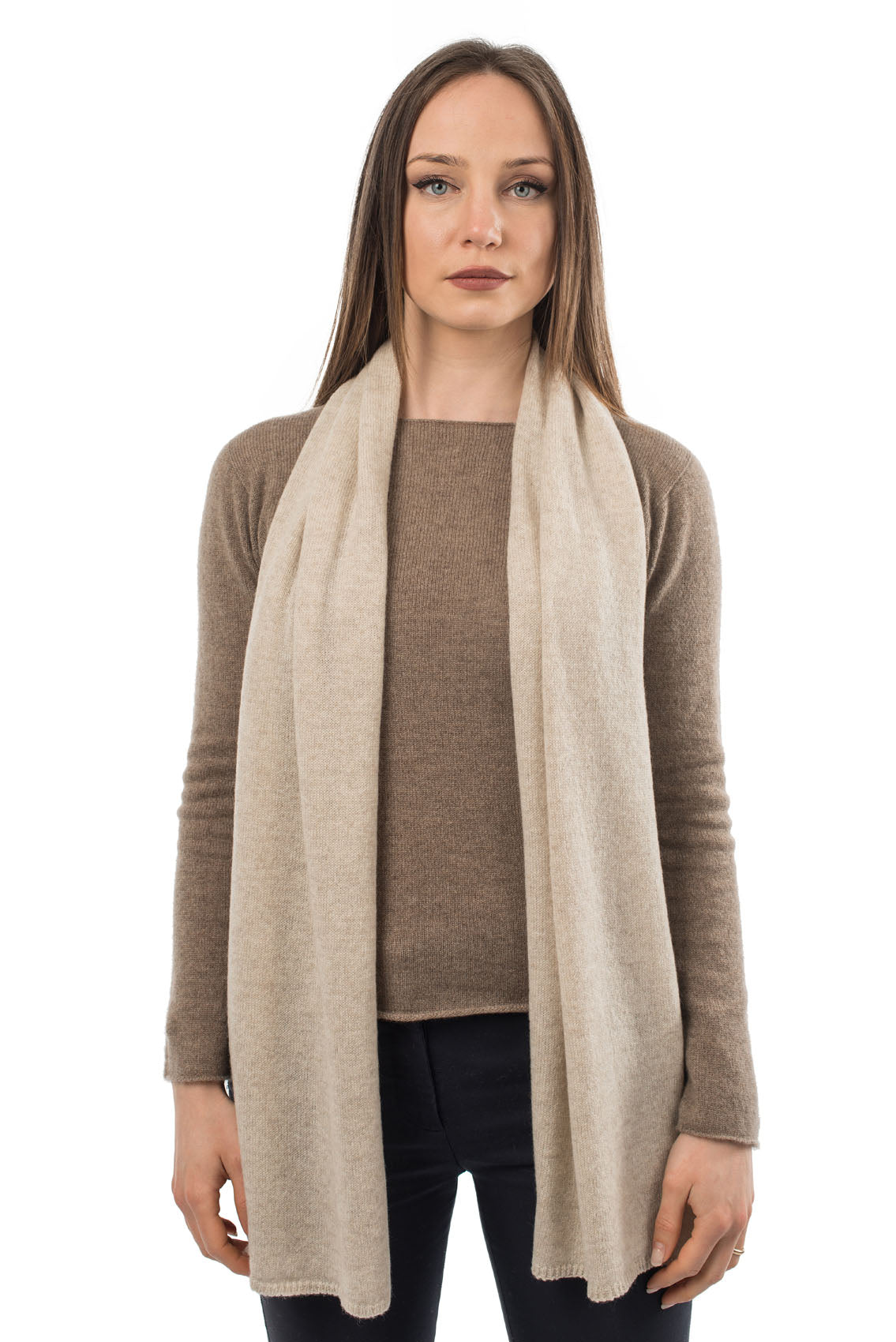 Unisex 100% cashmere scarf, colour Beige | Dalle Piane Cashmere