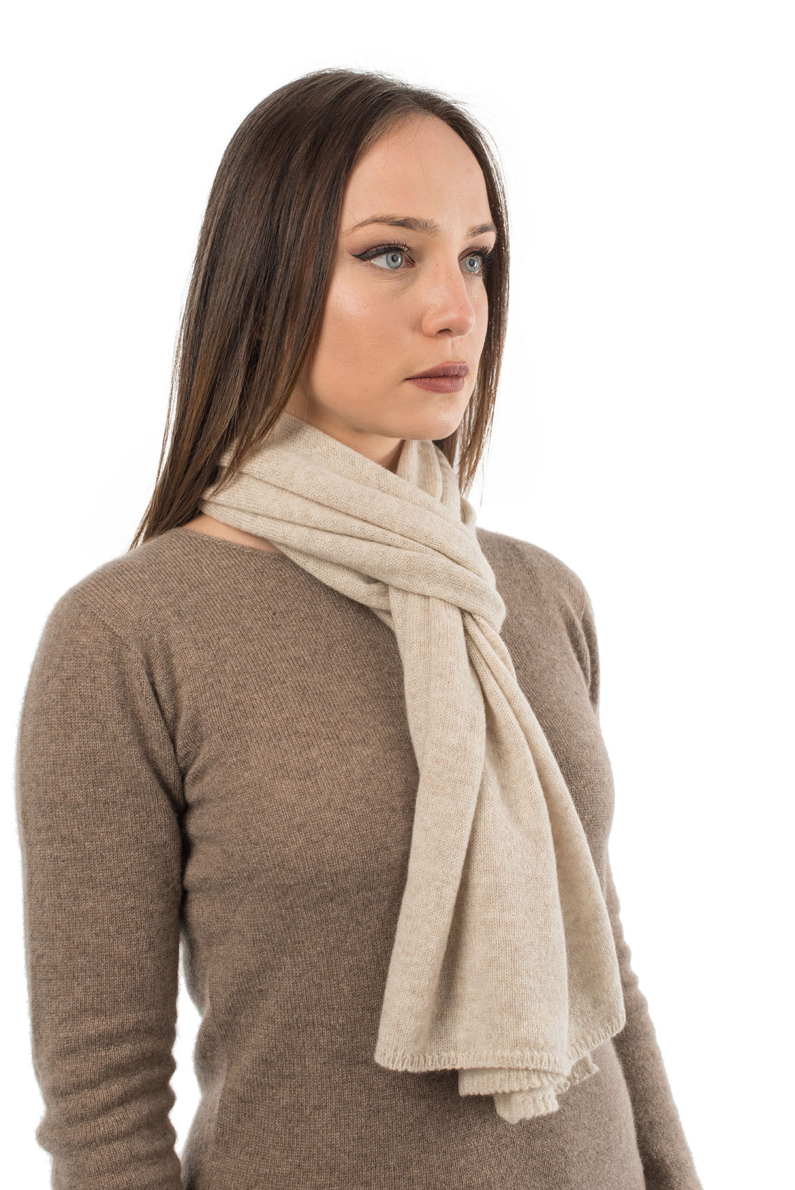 Unisex 100% cashmere scarf, colour Beige, view 2 | Dalle Piane Cashmere