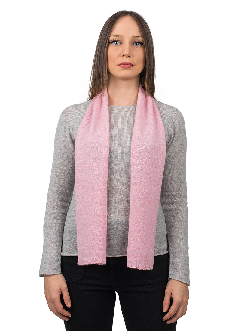 Women's 100% cashmere skinny scarf, colour Pink | Dalle Piane Cashmere
