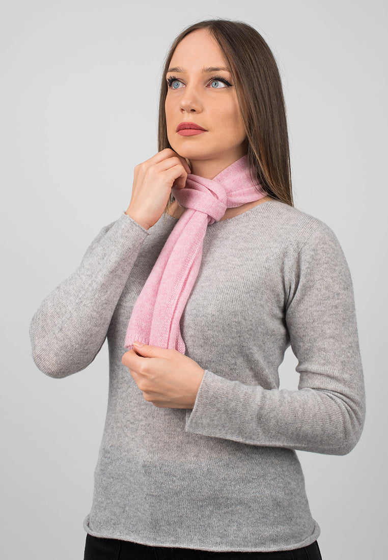Women's 100% cashmere skinny scarf, colour Pink, view 3 | Dalle Piane Cashmere