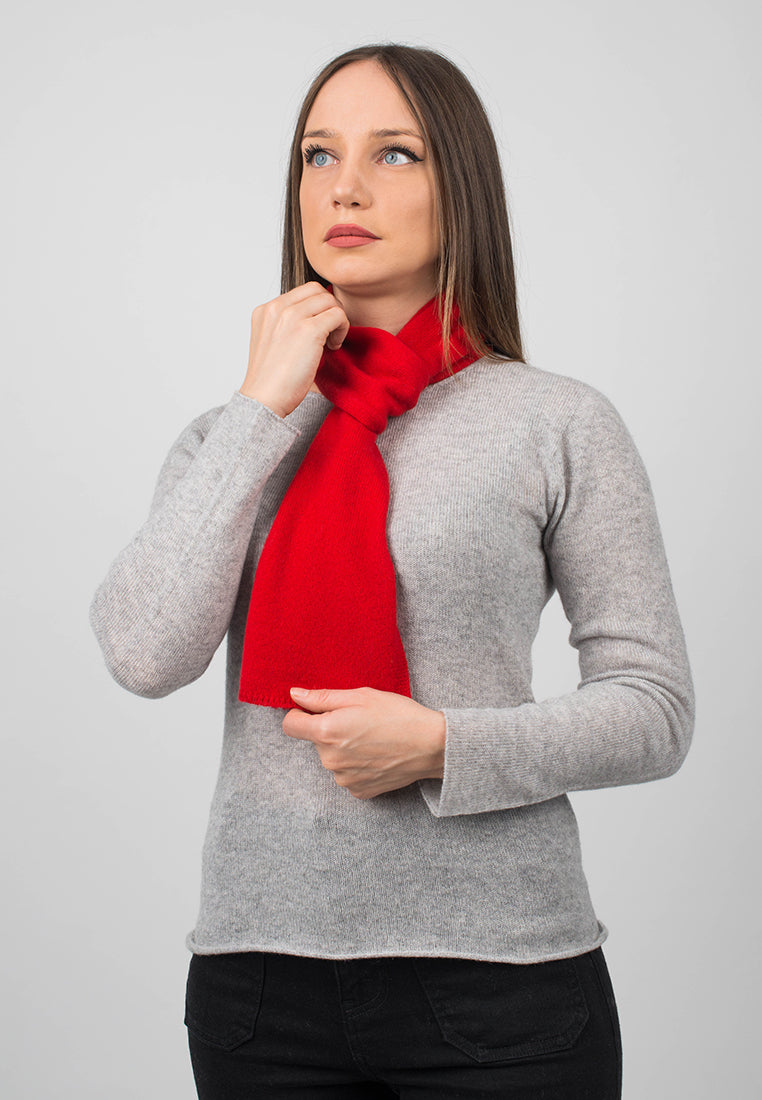 Women's 100% cashmere skinny scarf, colour Red, view 3 | Dalle Piane Cashmere