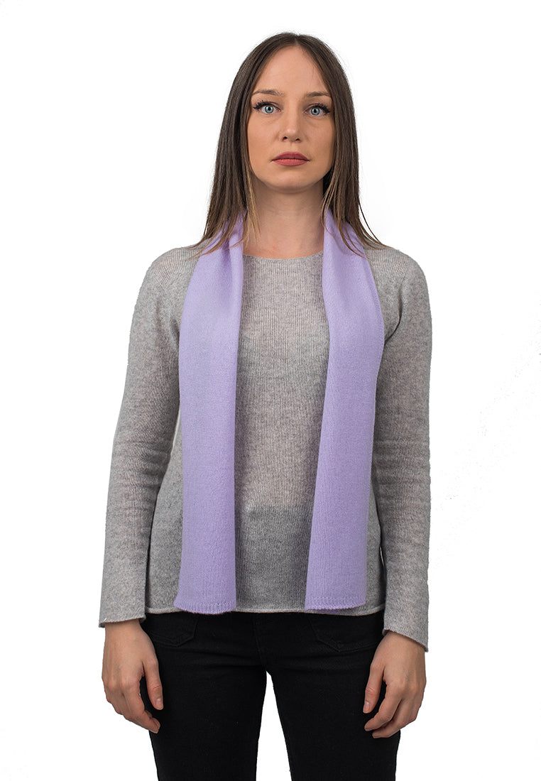 Women's 100% cashmere skinny scarf, colour Lilac | Dalle Piane Cashmere