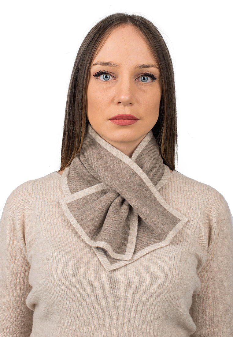 Women's reversible 100% cashmere neck warmer, colour Mink | Dalle Piane Cashmere