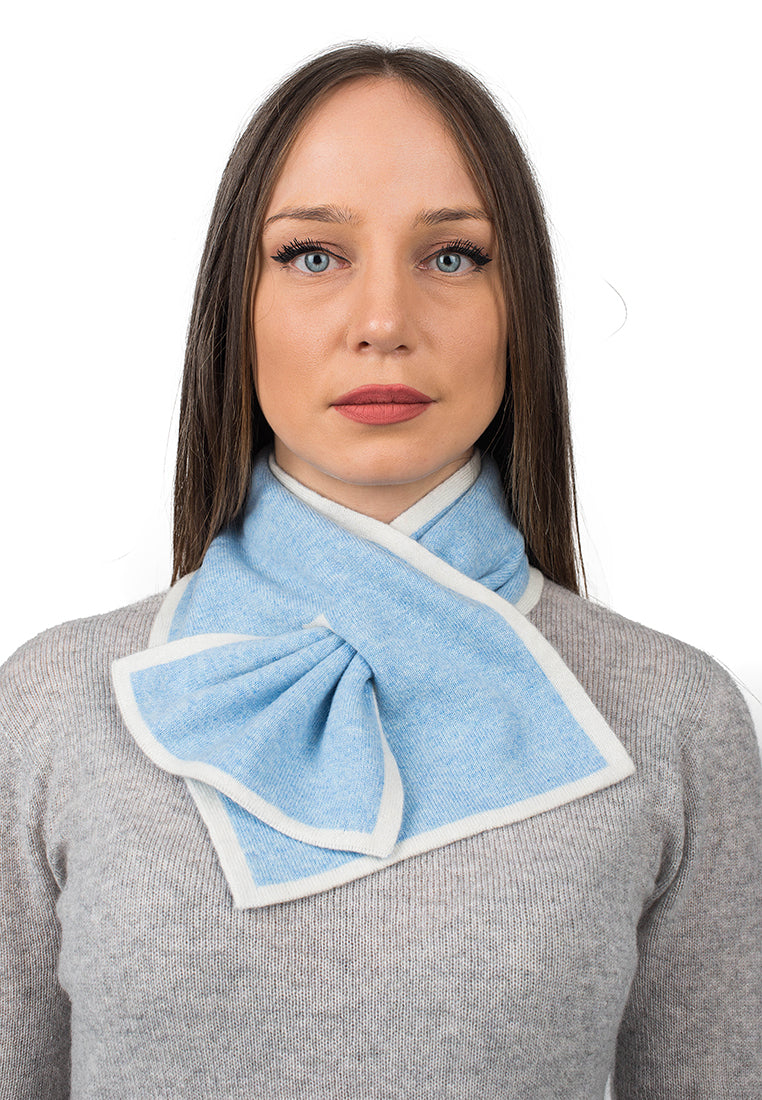 Women's reversible 100% cashmere neck warmer, colour Sky | Dalle Piane Cashmere