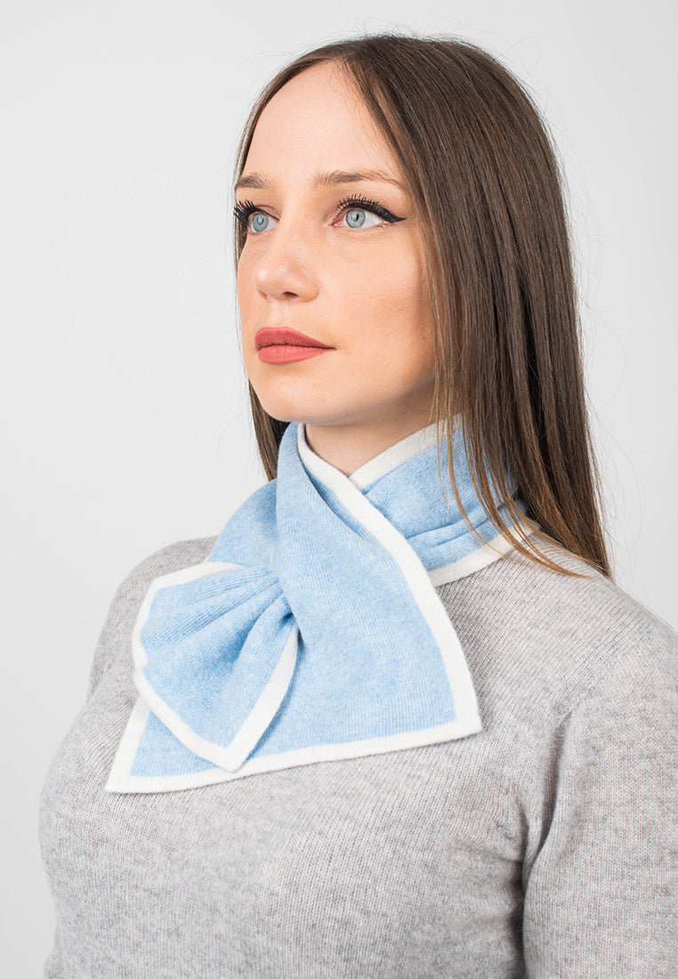 Women's reversible 100% cashmere neck warmer, colour Sky, view 2 | Dalle Piane Cashmere