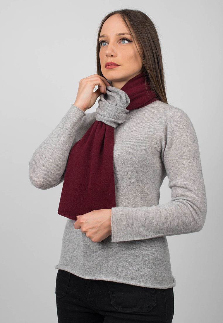 Women's two-tone 100% cashmere scarf, colour Bordeaux-Grey, view 4 | Dalle Piane Cashmere