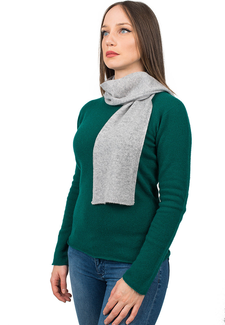 Women's 100% cashmere skinny scarf, colour Grey | Dalle Piane Cashmere