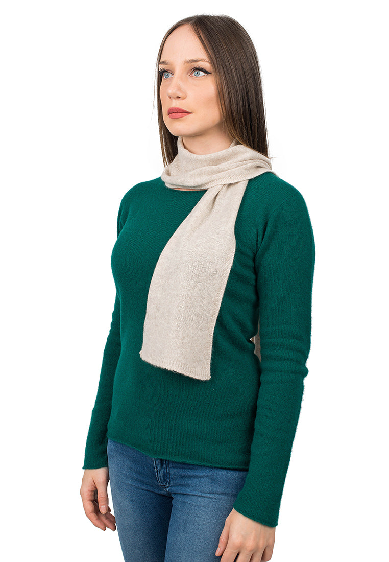 Women's 100% cashmere skinny scarf, colour Beige | Dalle Piane Cashmere