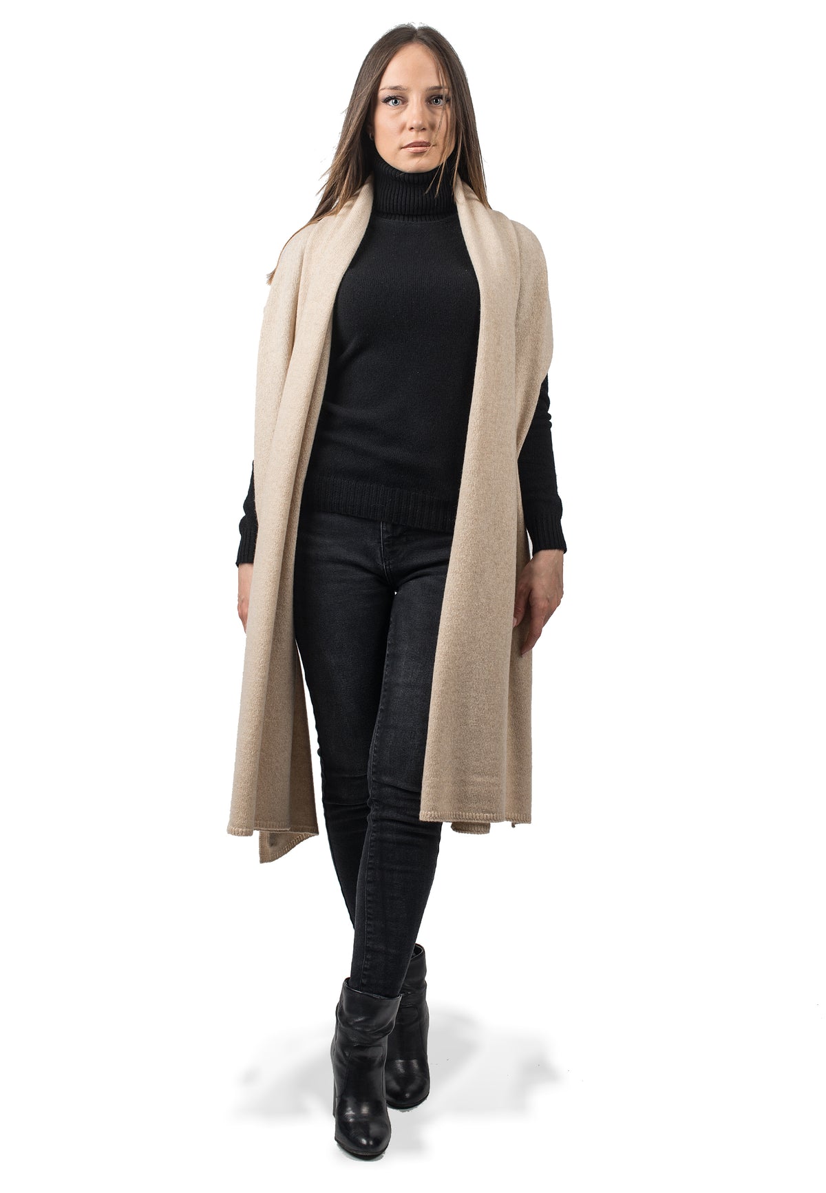 Recycled cashmere wrap, colour Beige | Dalle Piane Cashmere