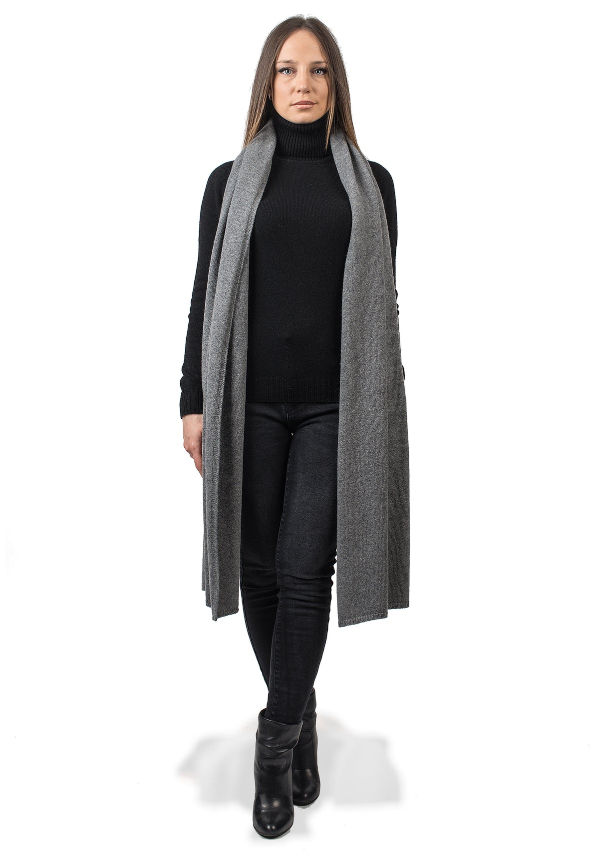 Recycled cashmere wrap, colour Grey | Dalle Piane Cashmere