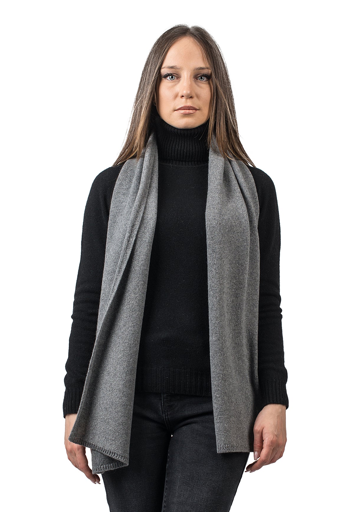 Women's recycled cashmere scarf, colour Grey | Dalle Piane Cashmere