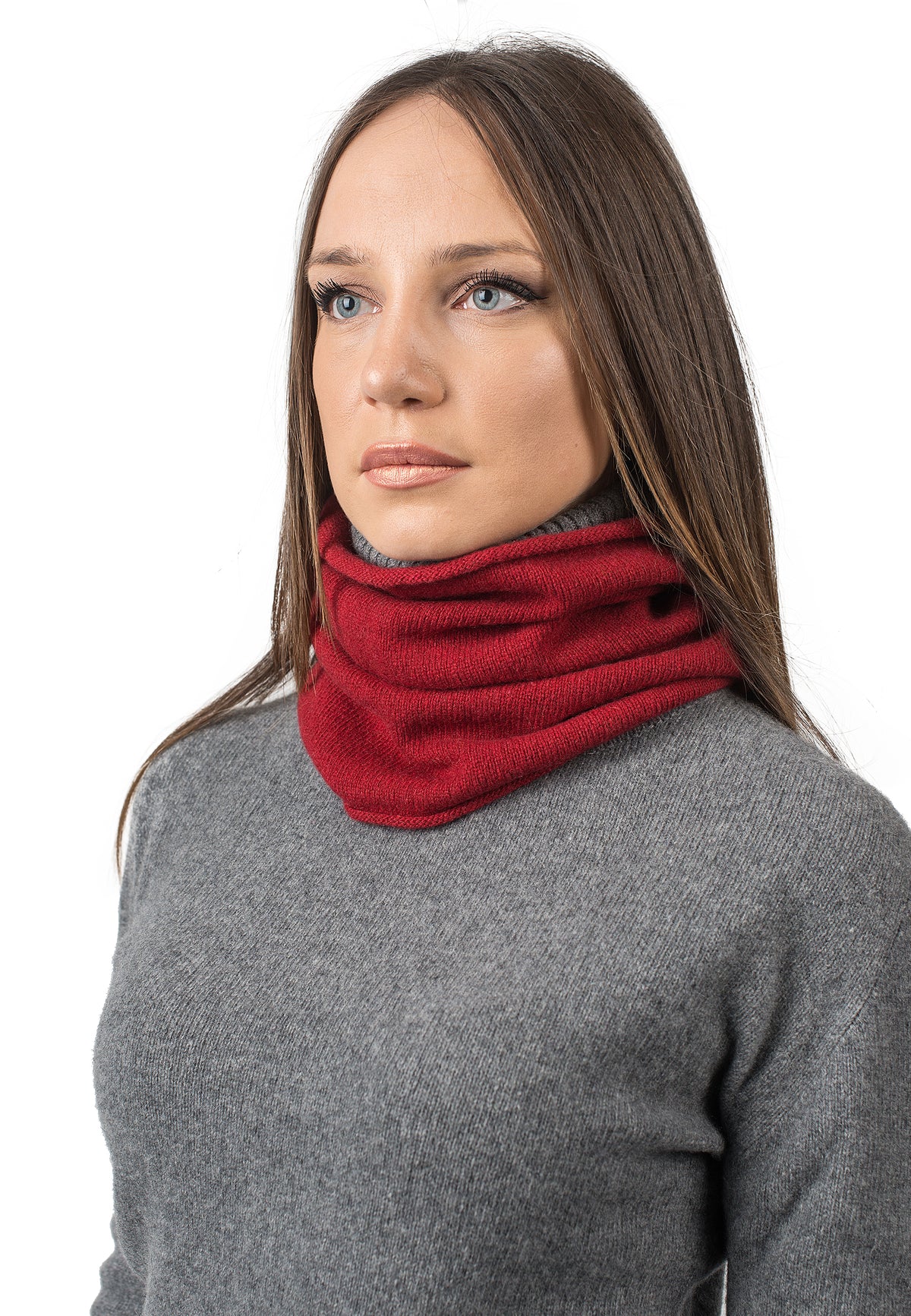 Recycled cashmere neck warmer, colour Red | Dalle Piane Cashmere