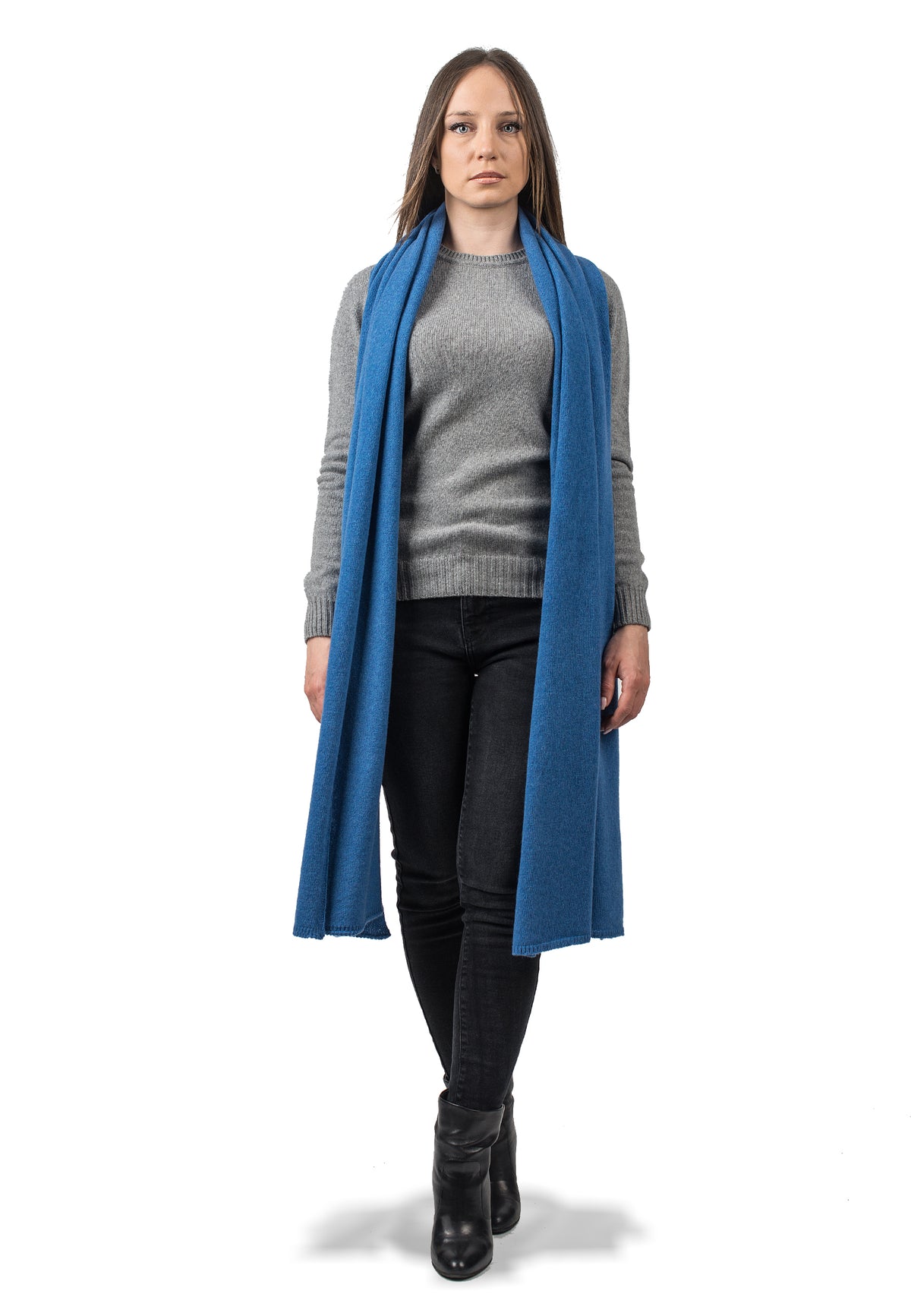 Recycled cashmere wrap, colour Light Blue | Dalle Piane Cashmere