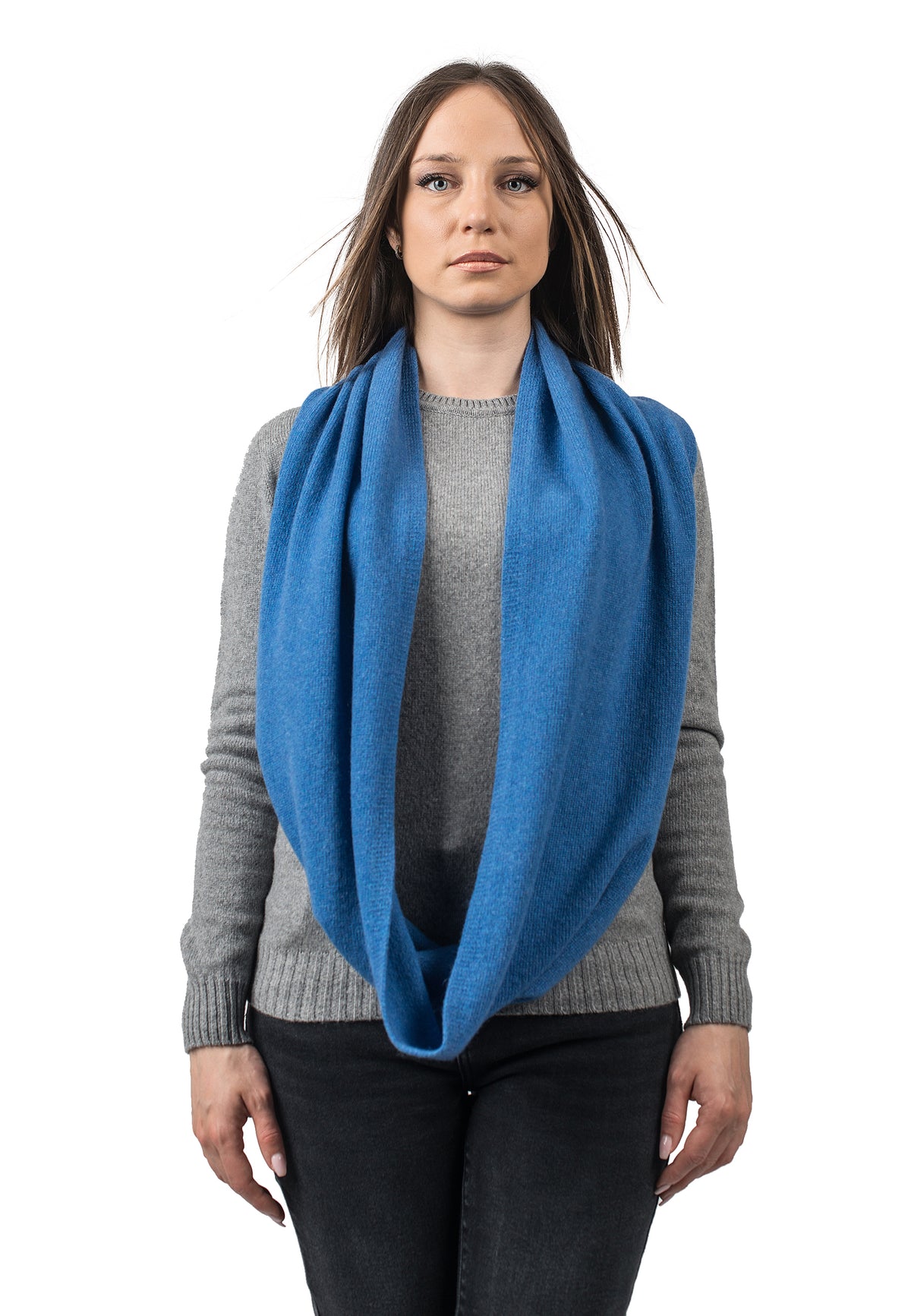 Recycled cashmere infinity scarf, colour Light Blue | Dalle Piane Cashmere