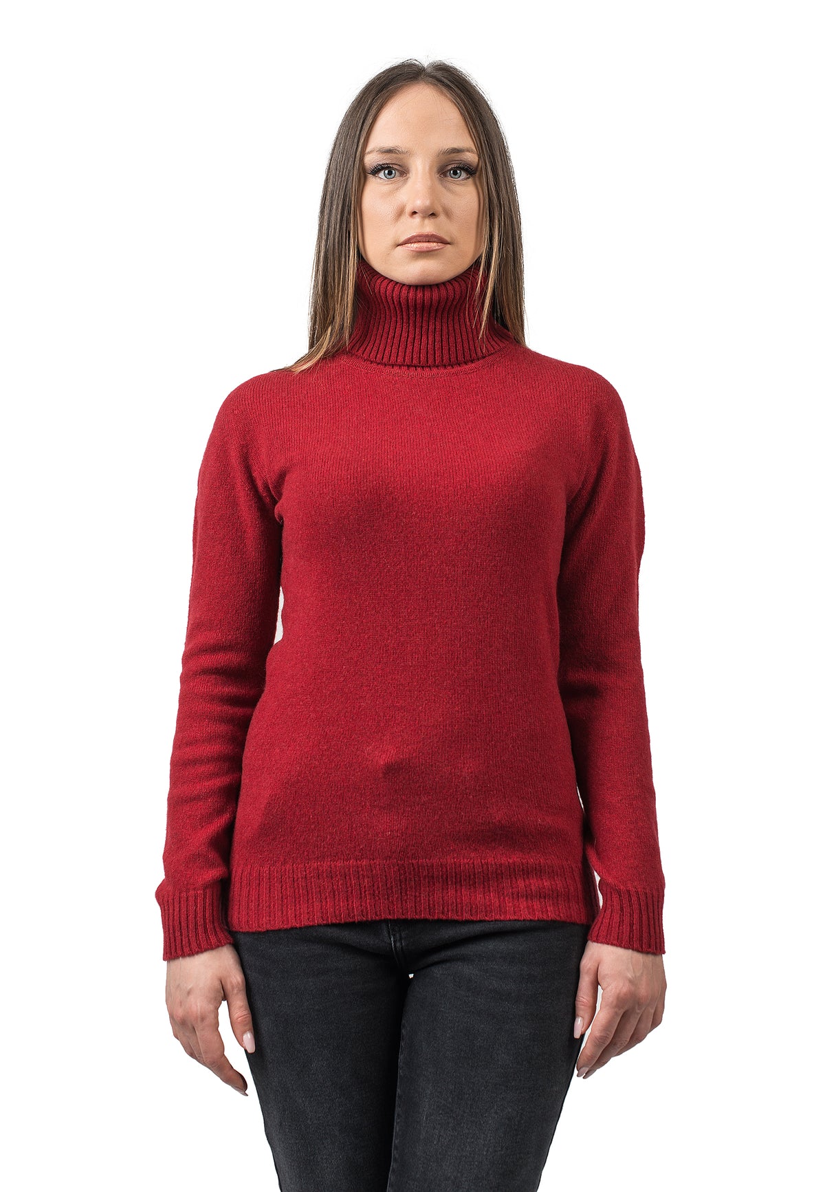 Women's recycled cashmere turtleneck, colour Red | Dalle Piane Cashmere